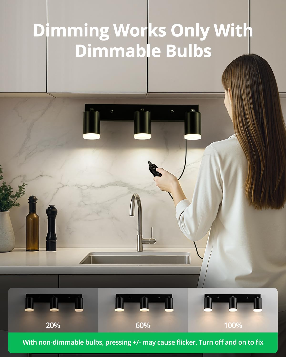 Bojim Plug in Ceiling Track Lighting with 14.3ft Power Cord for Kitchen, Dimmable LED Spotlight Wall Mounted for Sala, Black 3 Lights Fixture Removable Cup for Bedroom Farmhouse Studio, GU10 No Bulb