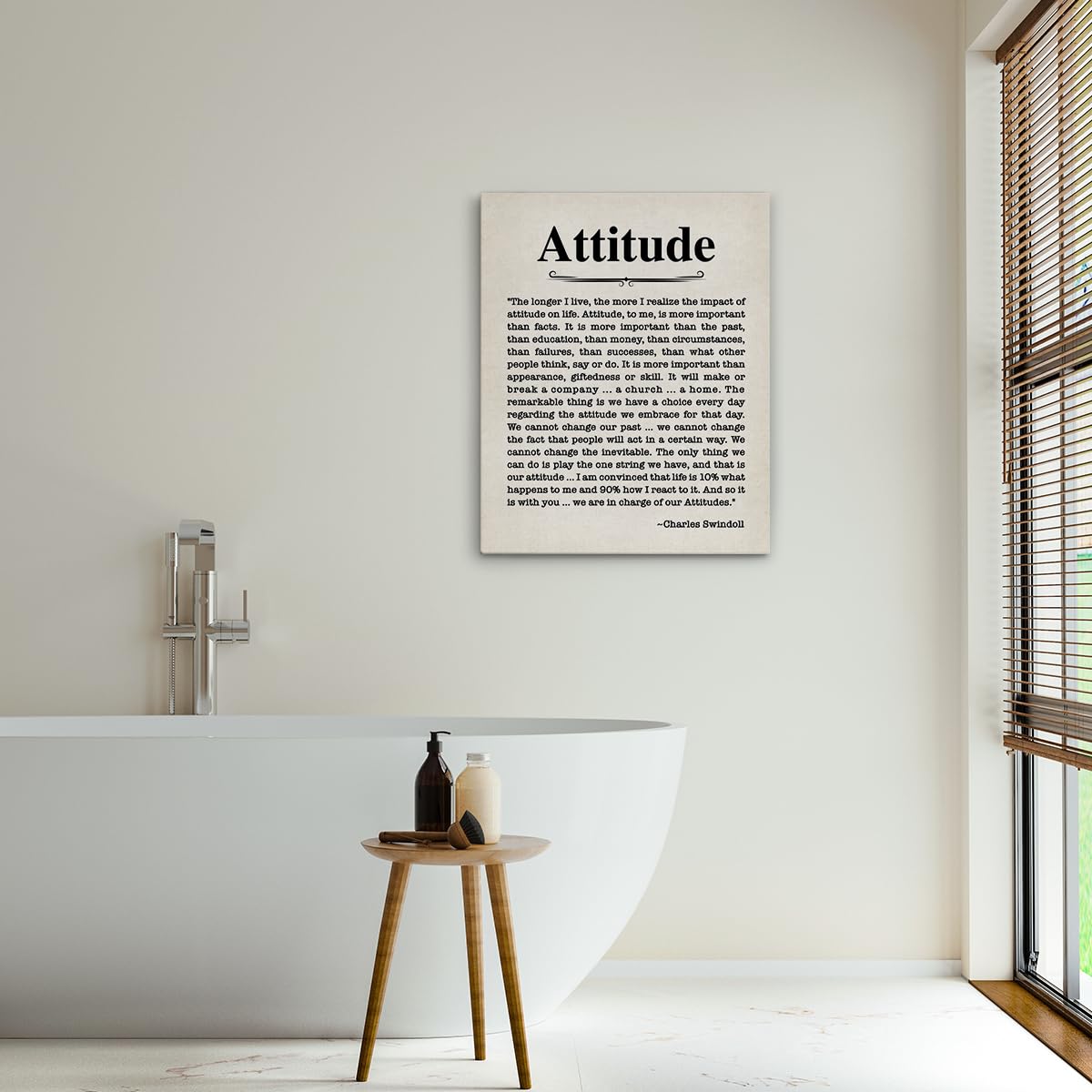 Inspirational Wall Art Canvas Painting Framed, Motivational Attitude Quote Poster Print Ready to Hang Home Office Living Room Decor 10×8 Inches