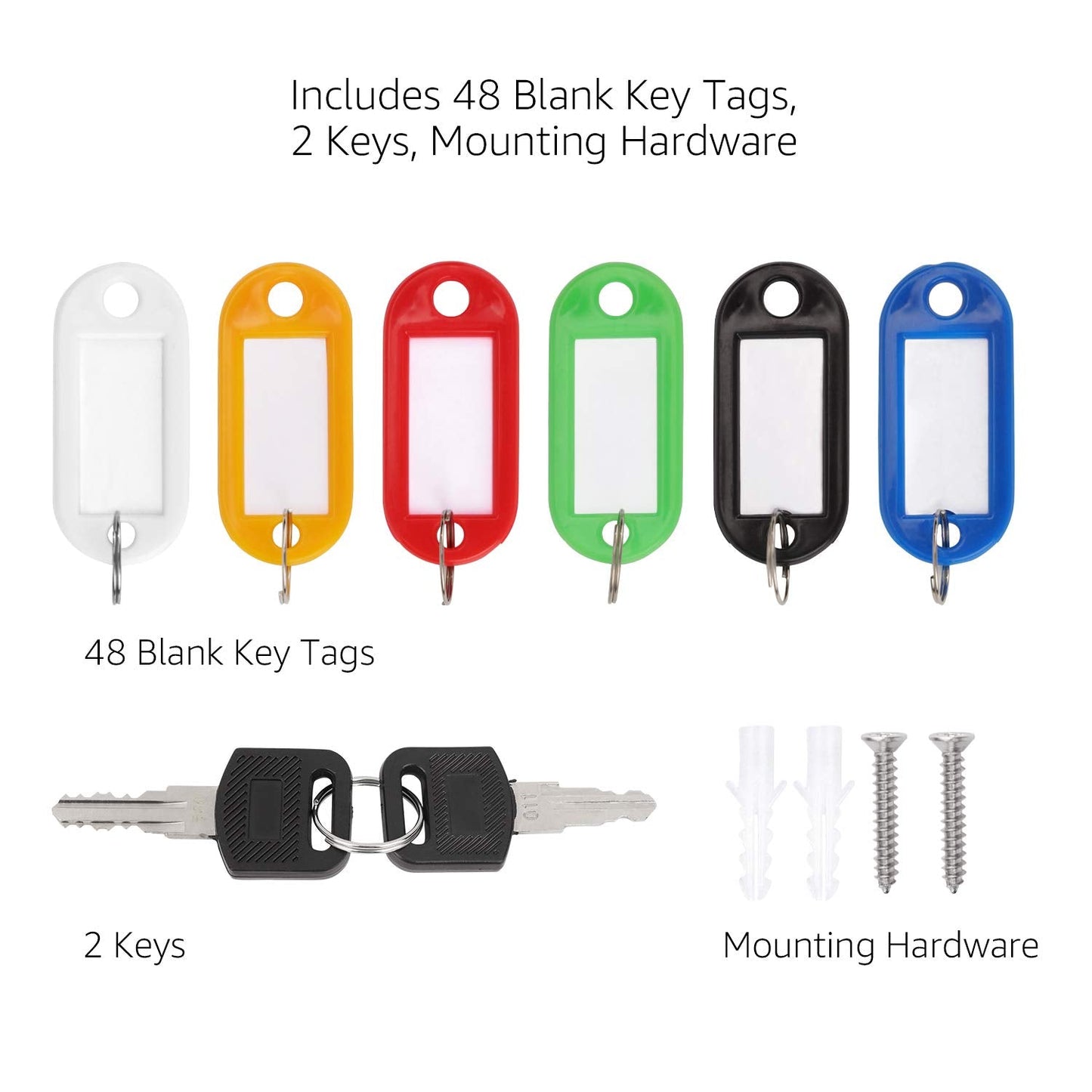 Amazon Basics Locking Steel Security Cabinet Key Lock Box with 48 Key Hooks, Key Storage, 2.8"D x 7"W x 9.8"H, Black