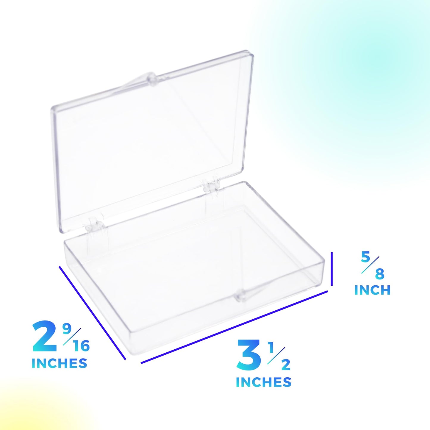 10-Pack Clear Hinged Plastic Containers, Keepsake Storage Boxes, 3 1/2" L x 2 9/16" W x 5/8" H, Made in USA, Plastic Display Case or Small Box for Storage and Organization
