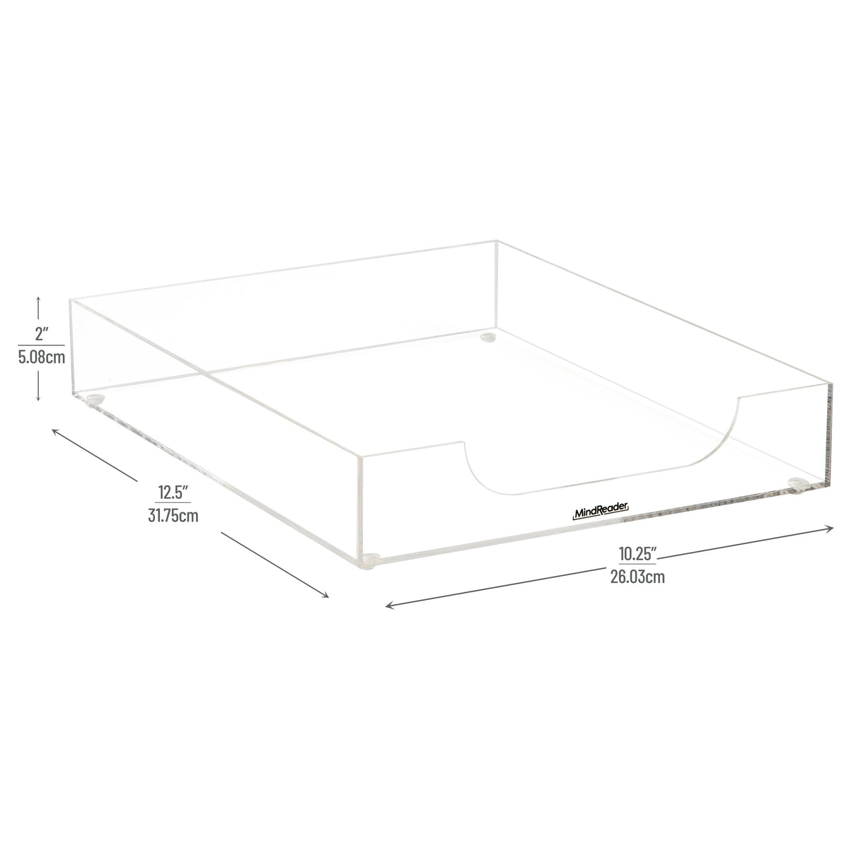 Mind Reader Paper Tray, Desktop Organizer, File Storage, Modern, Office, Acrylic, Clear