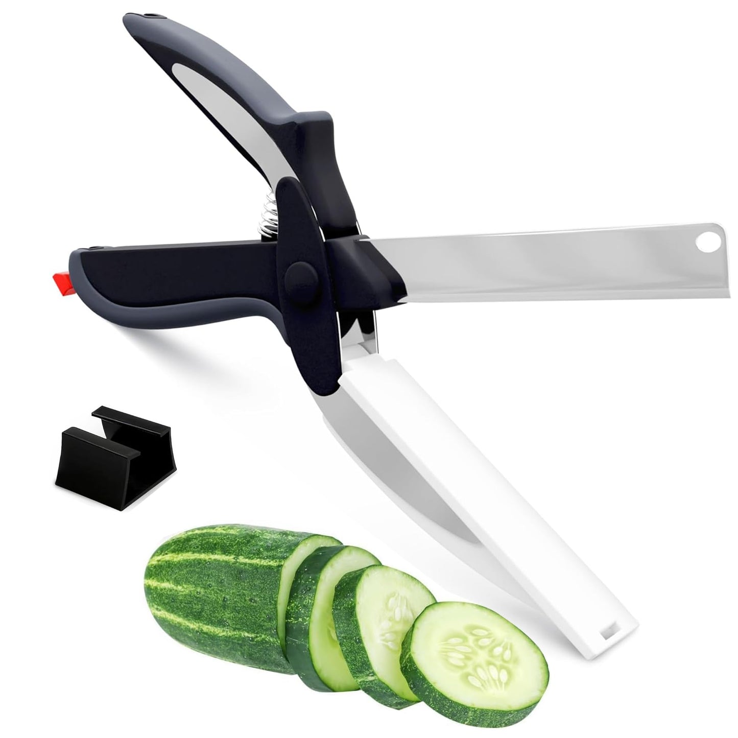 2 in 1 Cutting Board Scissors for Food - 9.6" Detachable Cheese Scissors with Cutting Board and Stainless Steel Blade - Easy-to-Use Veggie Cutter with Safety Lock, Suitable for Fruits and Vegetables