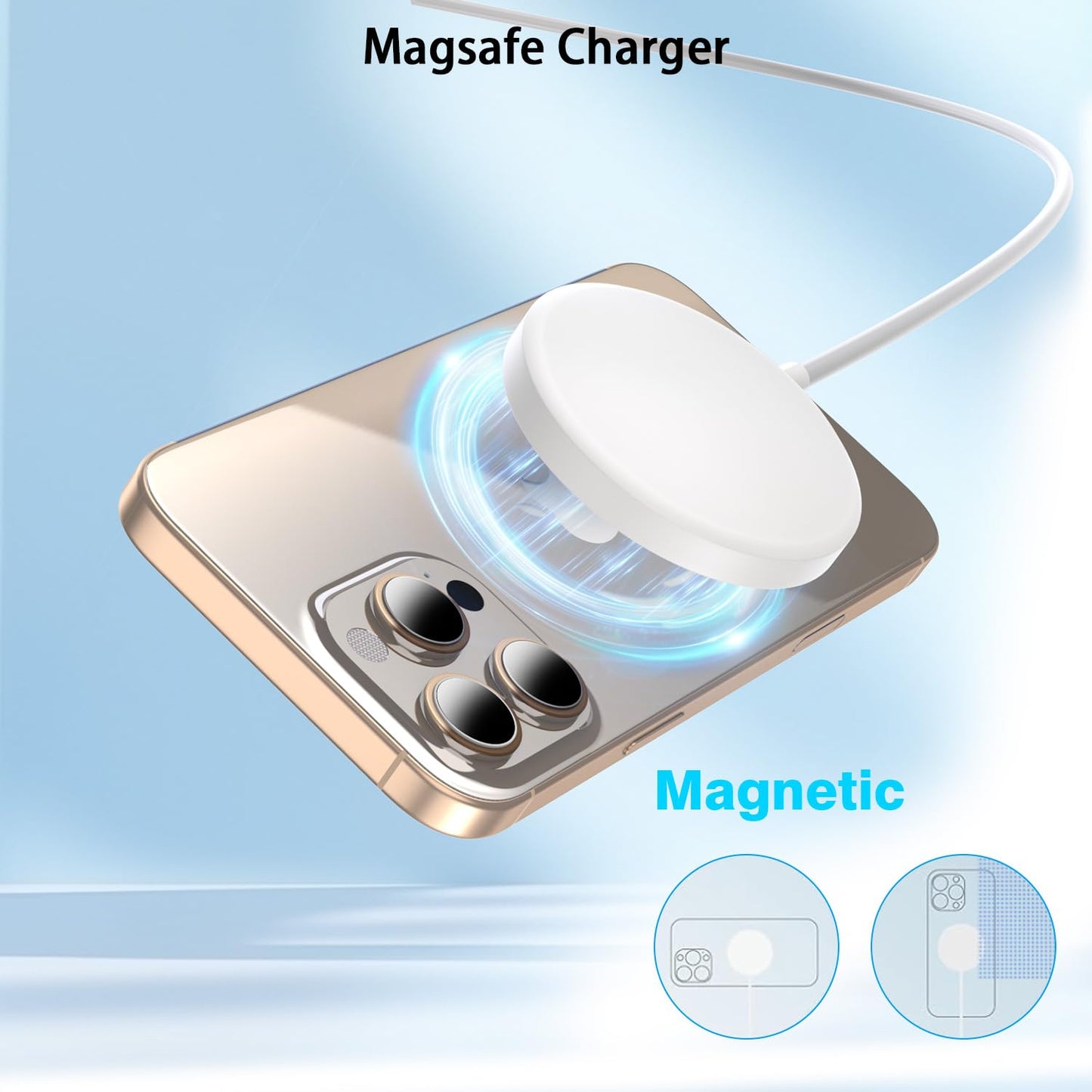 Magnetic iPhone Wireless Charger,10FT Fast Charging Apple Mag Safe Charger Wireless Charging Pad for iPhone Air/17 Pro Max/16 Pro/16 Plus/15 Pro/14/13/12/11/AirPods 3/Pro 3/2 Phone Mag safe Charge Pad