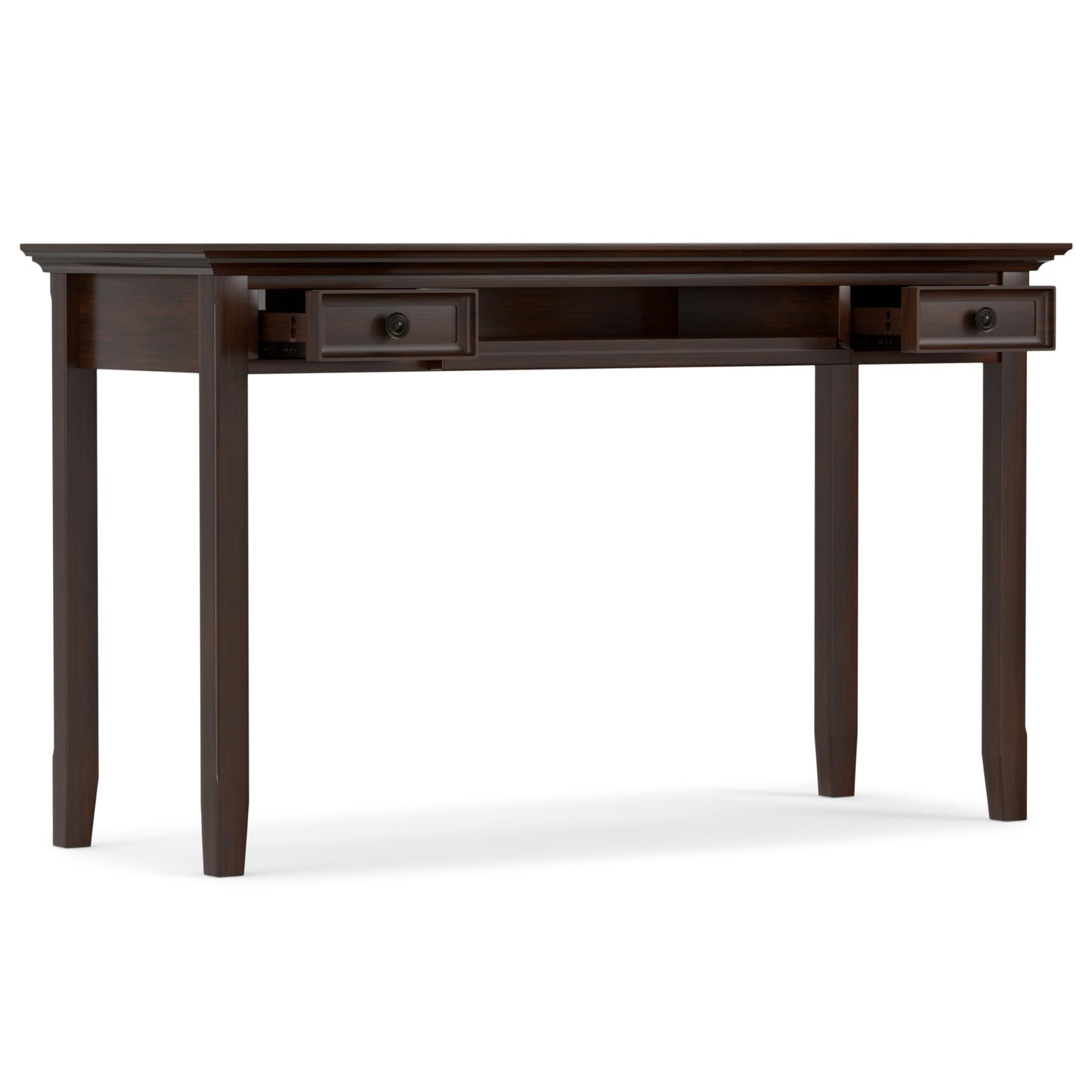 SIMPLIHOME Amherst Desk and Bookcase Bundle - 54 inch Wide Solid Wood Desk with Drawers and 30 inch Wide 5-Shelf Bookcase in Russet Brown, Transitional Home Office Furniture (Set of 2)