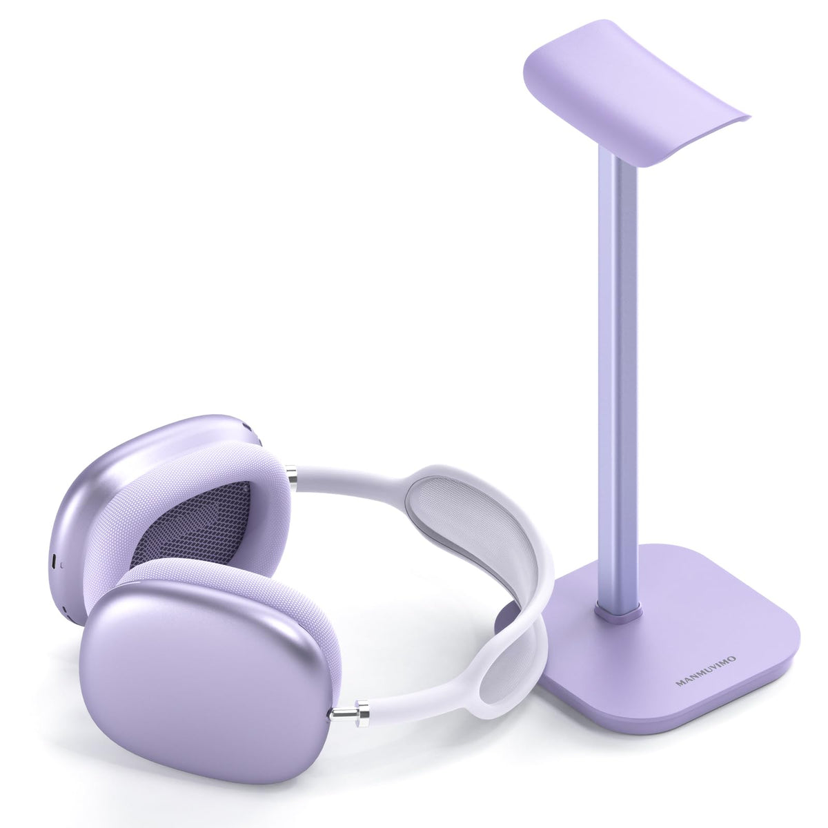 MANMUVIMO Headphone Stand, Desktop Headset Holder (Purple) Heavy Base Desk Earphone Stand Aluminum Gaming Headset Hanger Rack for AirPods Max, AirPods, AirPods Pro, Beats, Bose