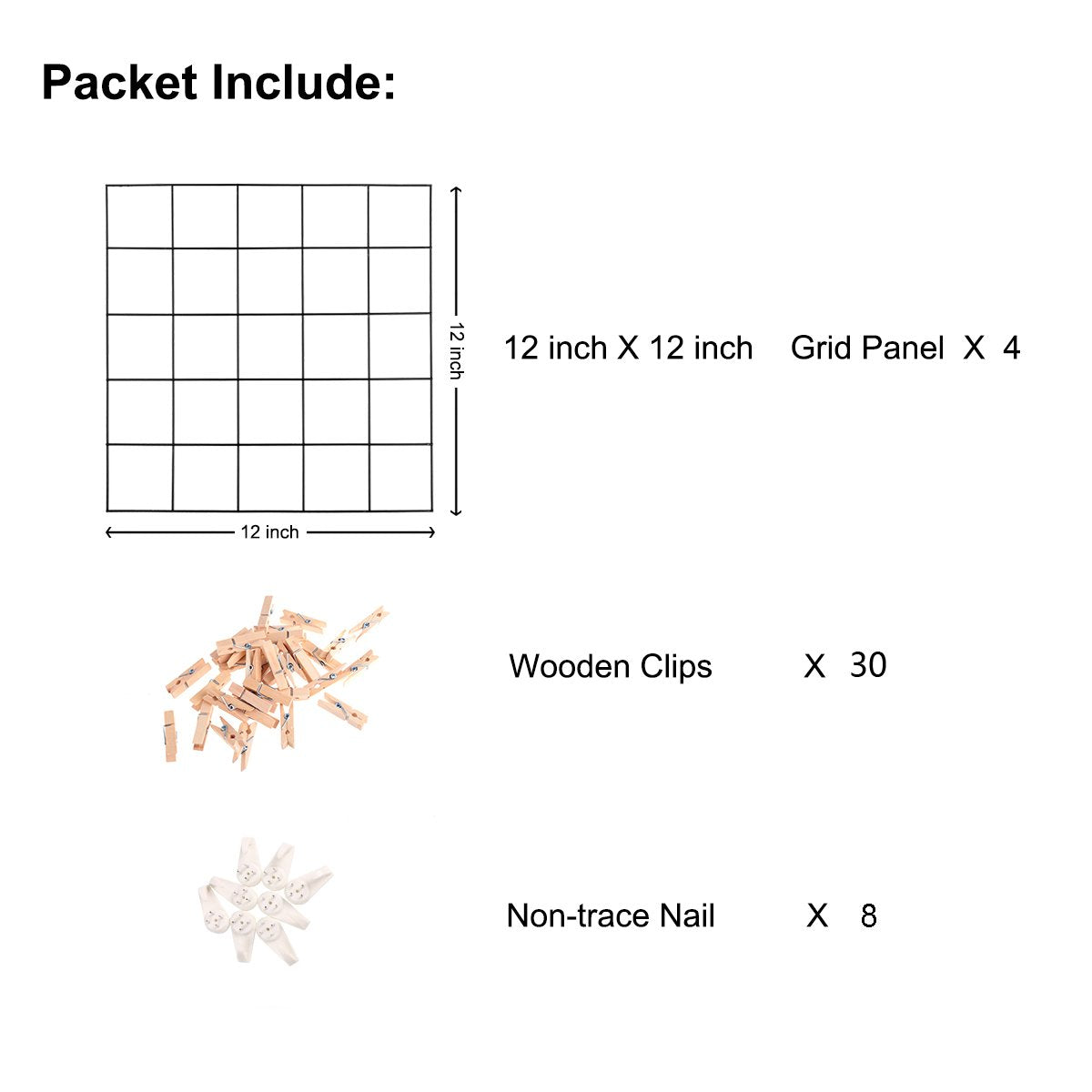 Ecjiuyi Wire Wall Grid Panel,4 Pcs Photo Pictures Memo Board Art Ins Frame Hanger Display,Office Home Living Room Kitchen Desk Storage Organizer Party Decorations