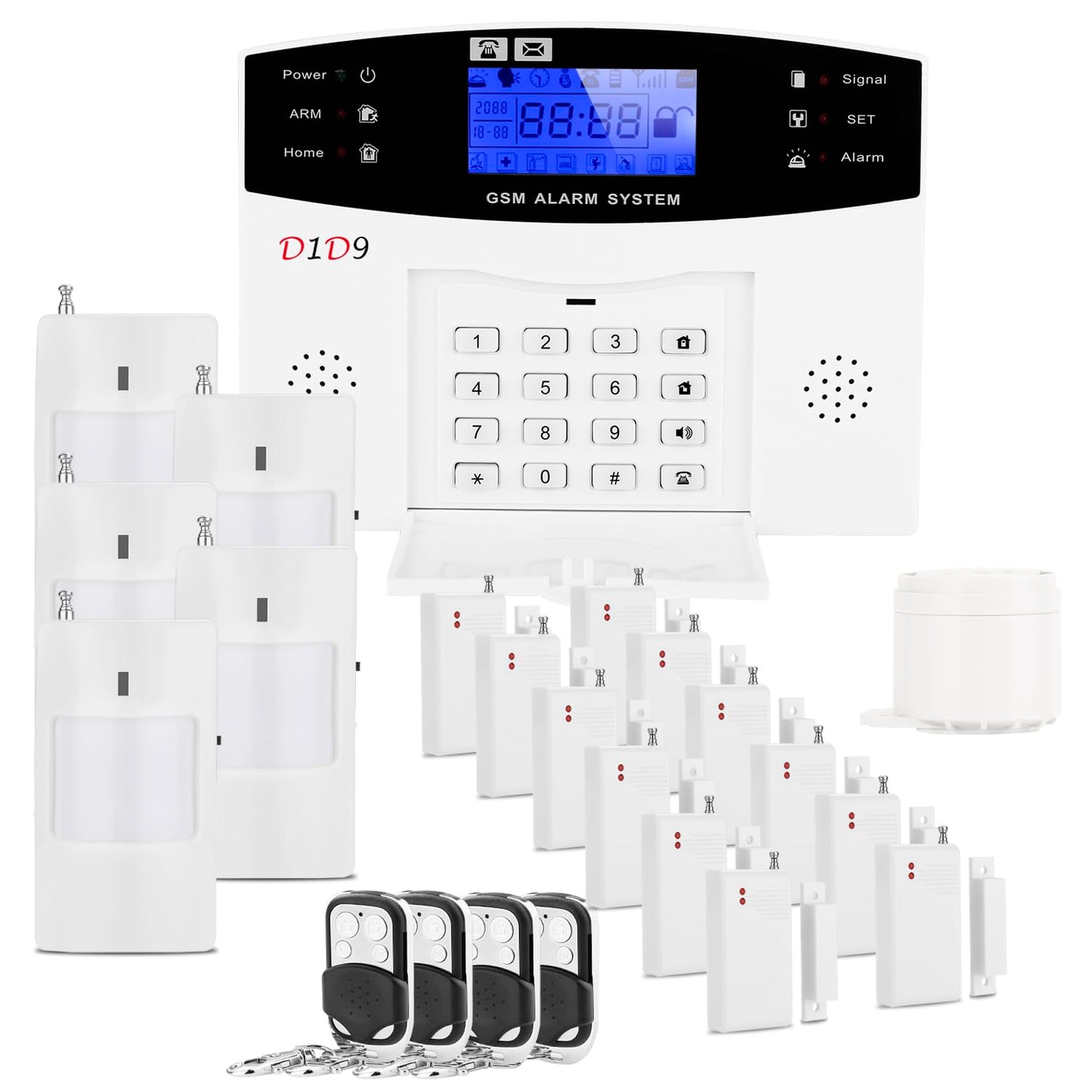 D1D9 24pcs Wireless DIY Home Burglar Alarm System, 4G WiFi GSM, No Monthly Fee,Home Security with App Alert