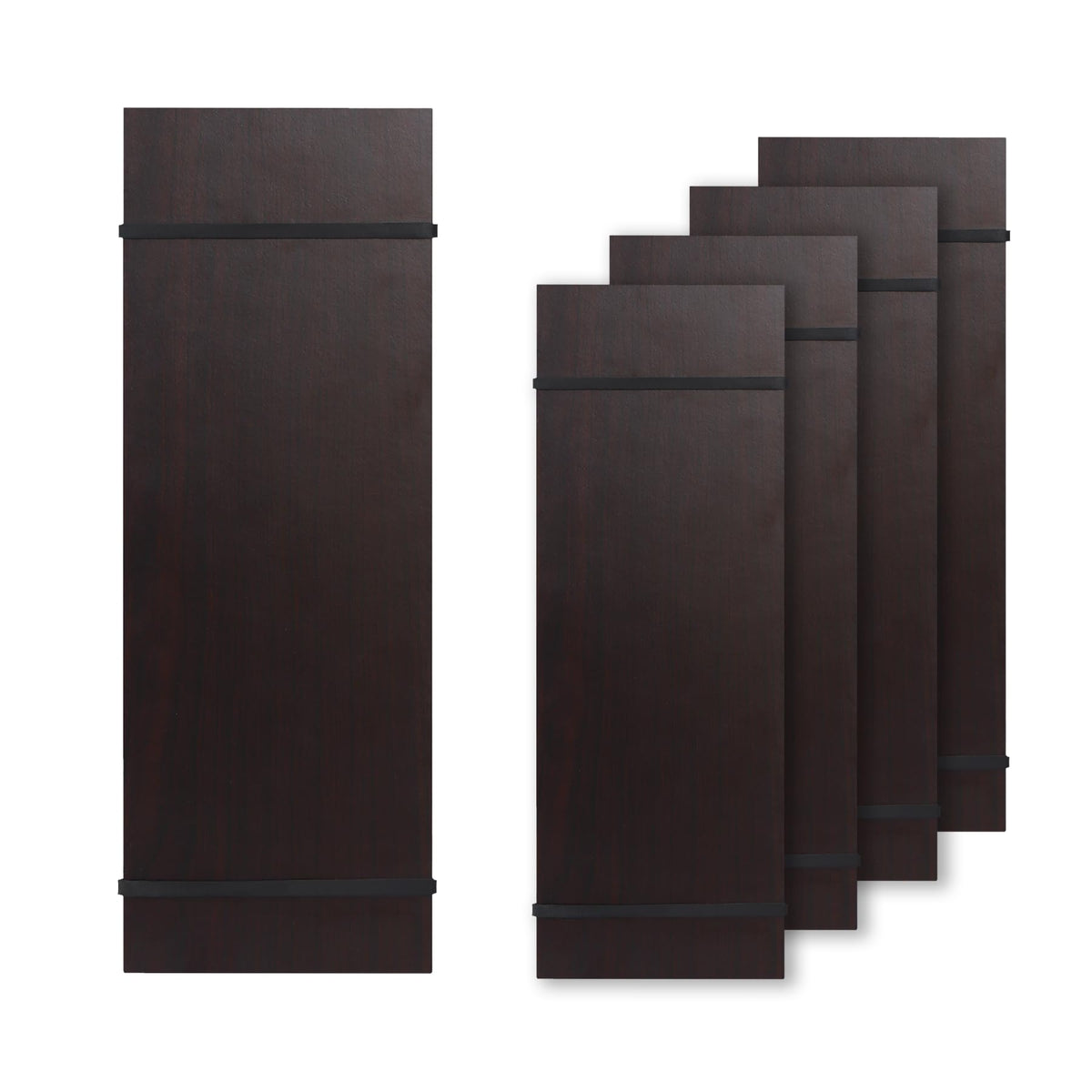 LZMS 4 Pcs 4 1/2" x 12 1/2" Dark Wood Color Clipboards - Menu Holder - Check Presenter with Straps - for Pocket Sized Notepads