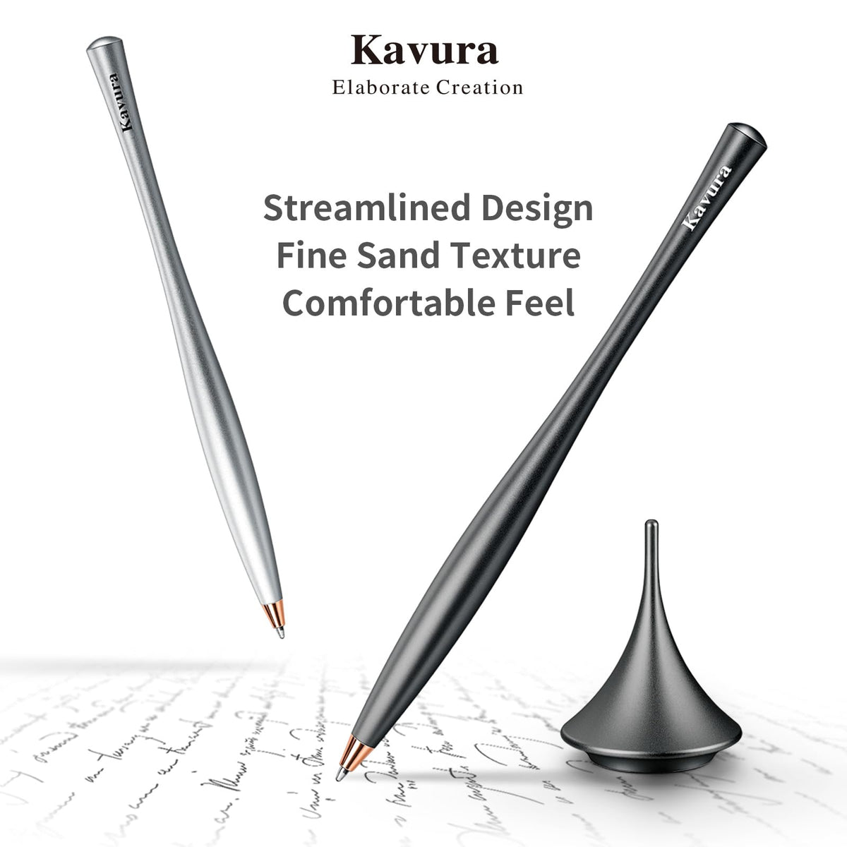 Kavura Metal Gravity Spinner Pen – Crafted with Japanese Precision, Anodized for a Sleek Metallic Finish – Relieves Stress & Sparks Creativity – Elegant Gift for Professionals and Graduates (Black)