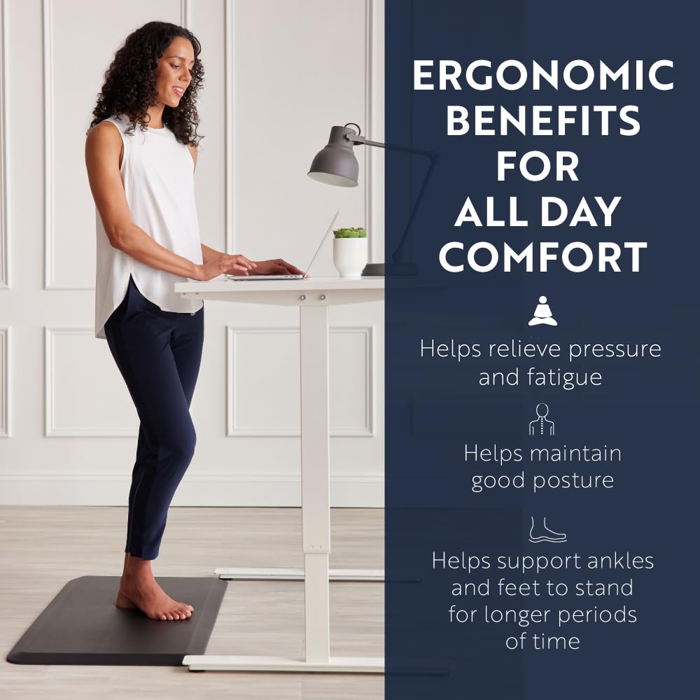 KANGAROO Anti Fatigue Mats for Kitchen Floor, Reduce Foot, Knee, Back Pressure, 3/4 Inch Thick Cushioned Ergonomic Mat, Waterproof Comfort Rug for Under Sinks, Standing Desk, Store Floors, 32x20 Black