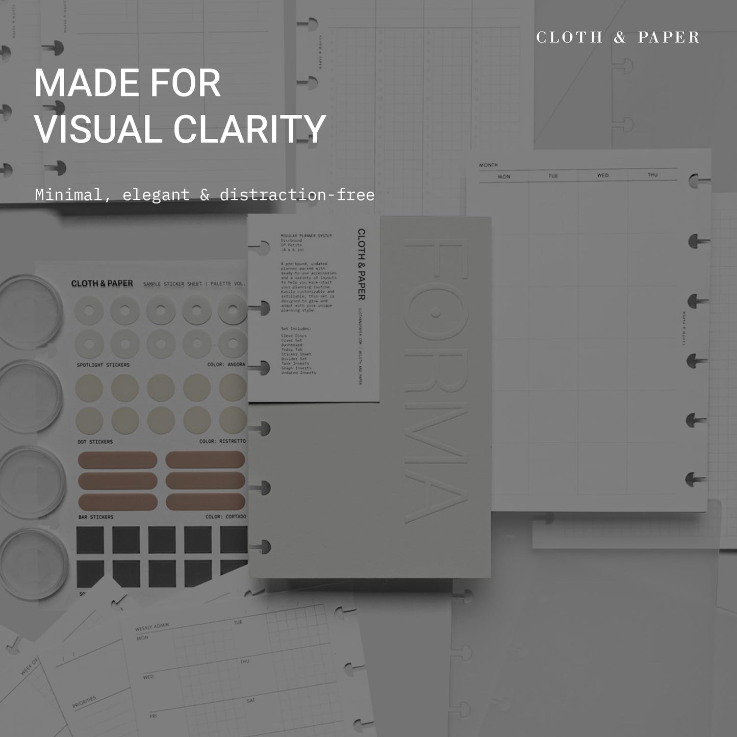 Cloth & Paper FORMA Modular Planner System – Premium Discbound CP Petite Undated Planner with Clear Discs, Covers, Dividers, Today Tab, Stickers & Inserts – Customizable Refillable Planning Organizer