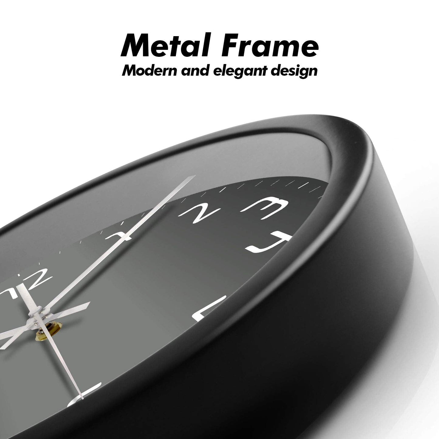 SCOAGE 12'' Modern Minimalist Black & Grey Wall Clock, Silent Non-Ticking Battery Operated Analog Clock with Easy to Read Large Numbers for Home Office, Bedroom, Kitchen, Living Room Decor