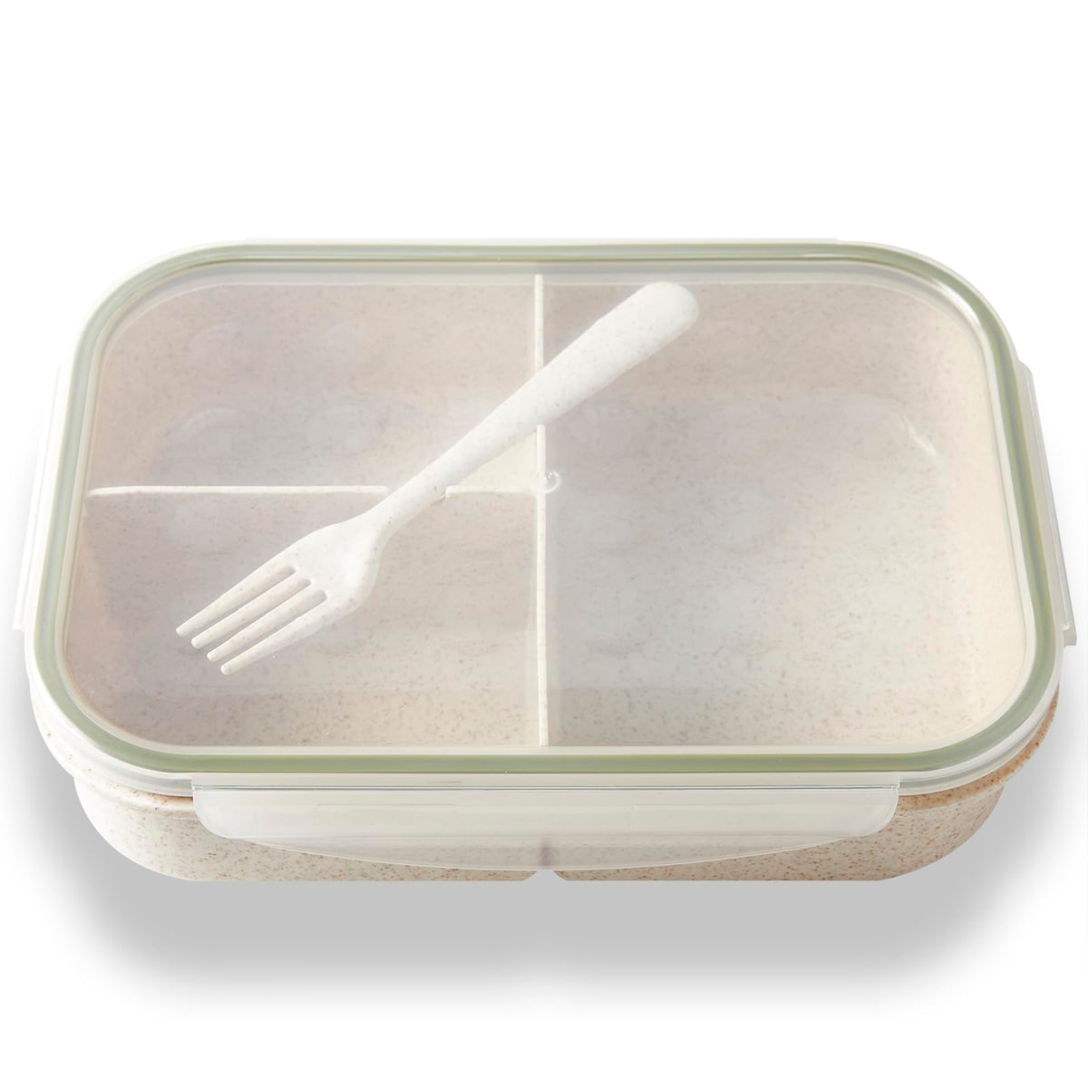 SEVENY Bento Box Natural Wheat Fiber Material,Ideal Leak-Proof Bento Box Adults,Lunch Box for Women,BPA-Free Lunch Box,Reusable Meal Prep Container for Body Builders, White