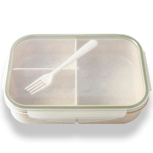 SEVENY Bento Box Natural Wheat Fiber Material,Ideal Leak-Proof Bento Box Adults,Lunch Box for Women,BPA-Free Lunch Box,Reusable Meal Prep Container for Body Builders, White