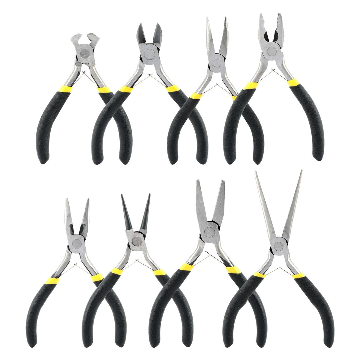 Loyanger Mini Pliers Set, 8pcs Long Nose Pliers with Comfort Grip Handles for Making Crafts, Electronic Repairing & Jewelry, Multi Purpose Jewelry Making Tools, DIY Nippers Repair Tool Kit