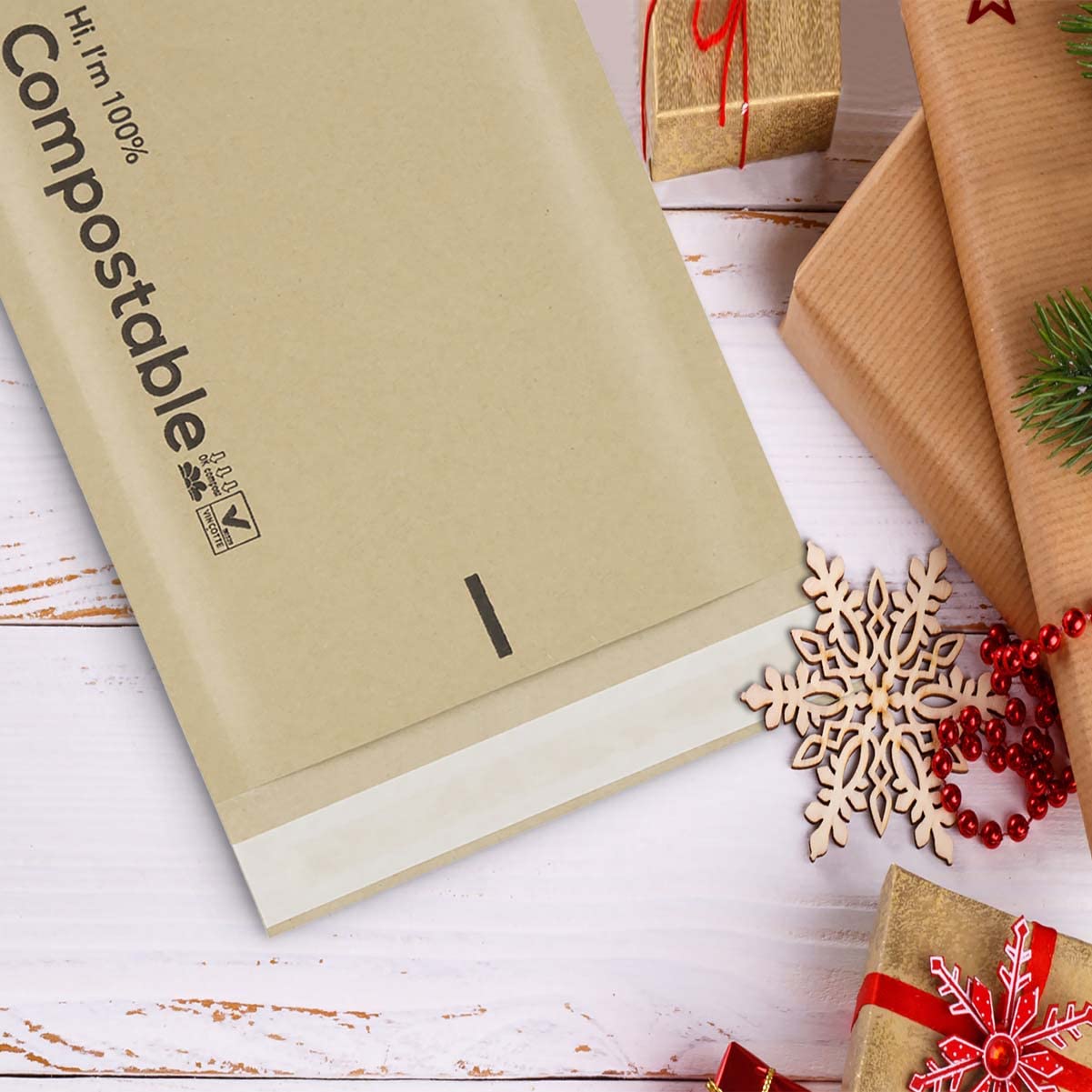8.5x12 100% Biodegradable Brown Kraft Bubble Mailers,25 Count #2 Compostable Padded Packaging Wrap Envelopes Pouches Eco Friendly Self Seal Bags