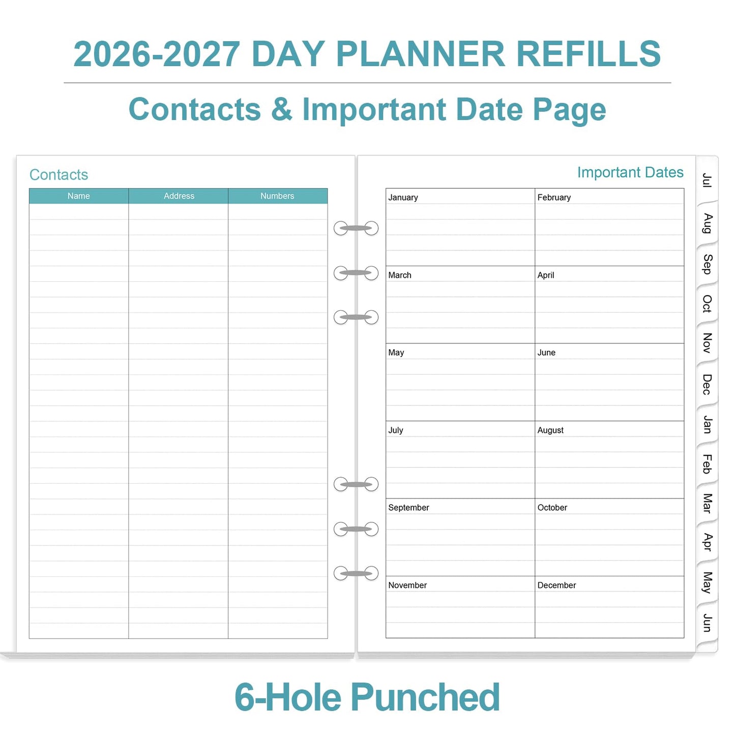 2026-2027 Planner Refills for A5 Binder - One Page Per Day Daily ＆ Monthly Planner, July 2026 - June 2027, Prioritized, To-Do List, Notes, Appointment Schedule, 6-Hole Punched, 5.8" x 8.3"