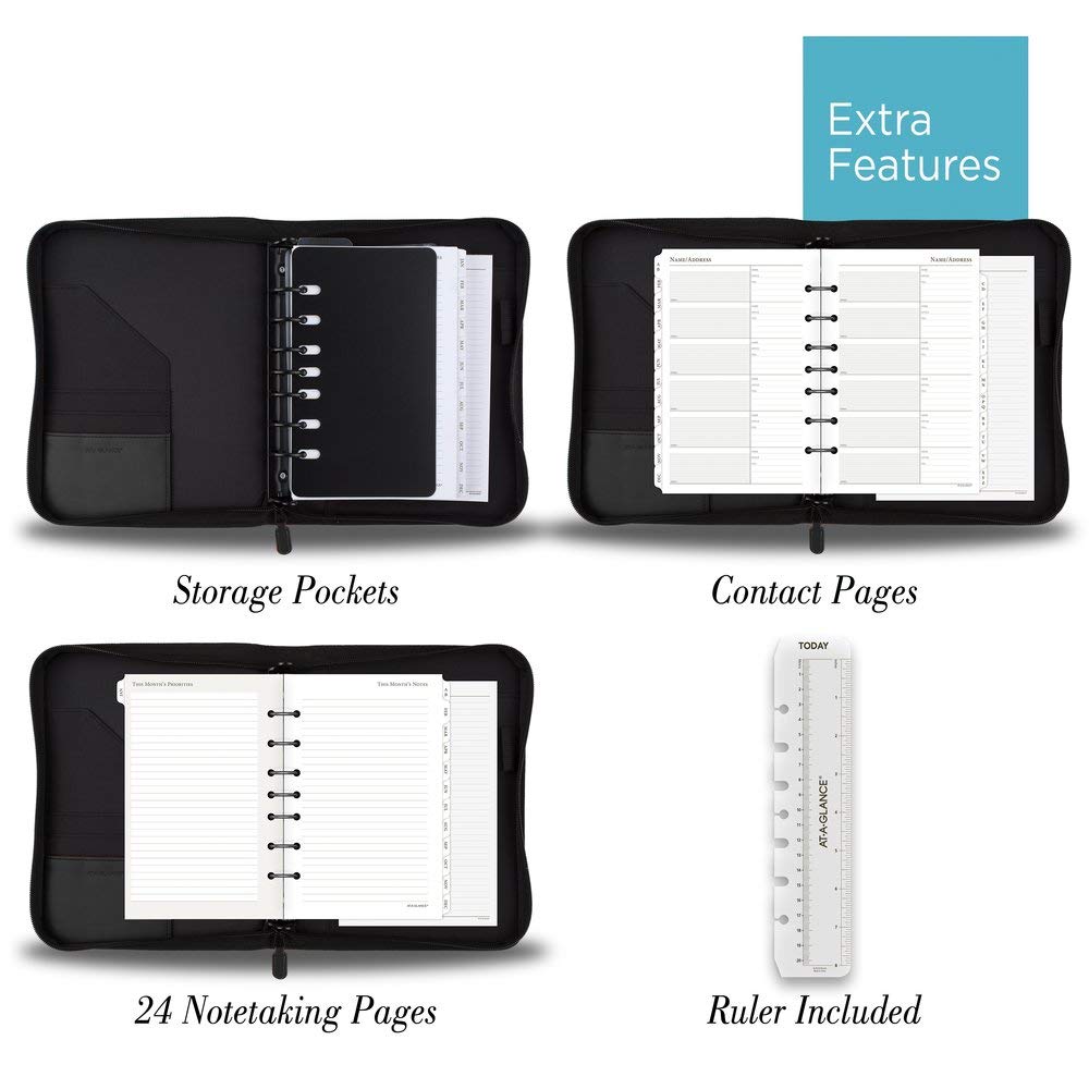 AT-A-GLANCE Genuine Leather Undated Starter Set, Desk Size, Black (031-0540-05)