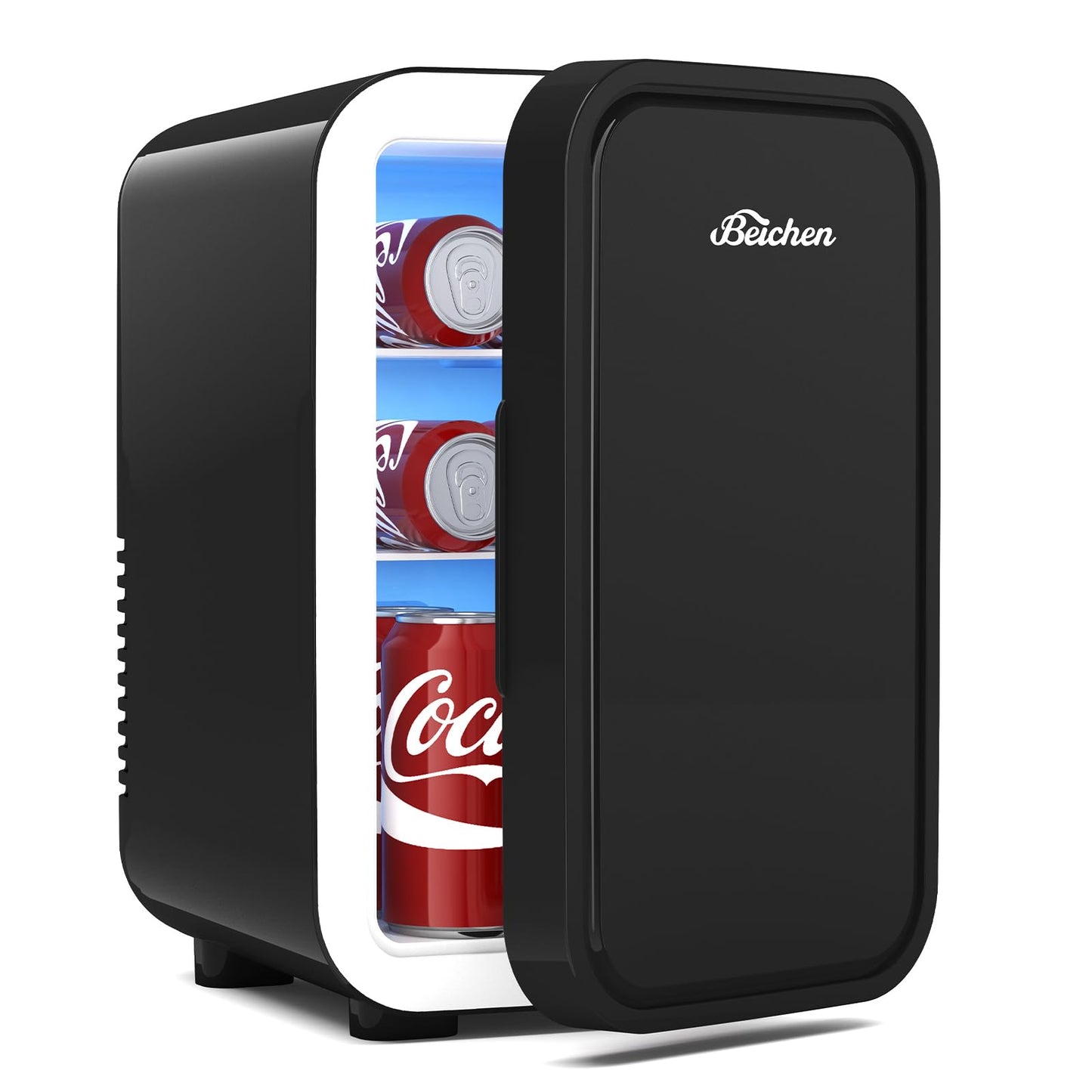 BEICHEN Mini Fridge, 6 Liter / 8 Can Small Refrigerator for Bedroom, Car, Office & Dorm, 110V AC/DC Portable Thermoelectric Cooler & Warmer for Skincare, Food, Drinks, Black