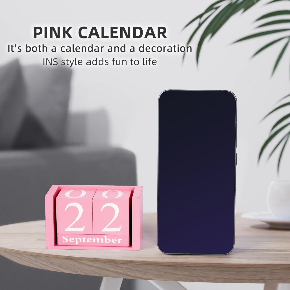 Notakia Pink Decor Wooden Desk Blocks Calendar Perpetual Block Cute Office Pink Desk Accessories Preppy Room Decor for Women