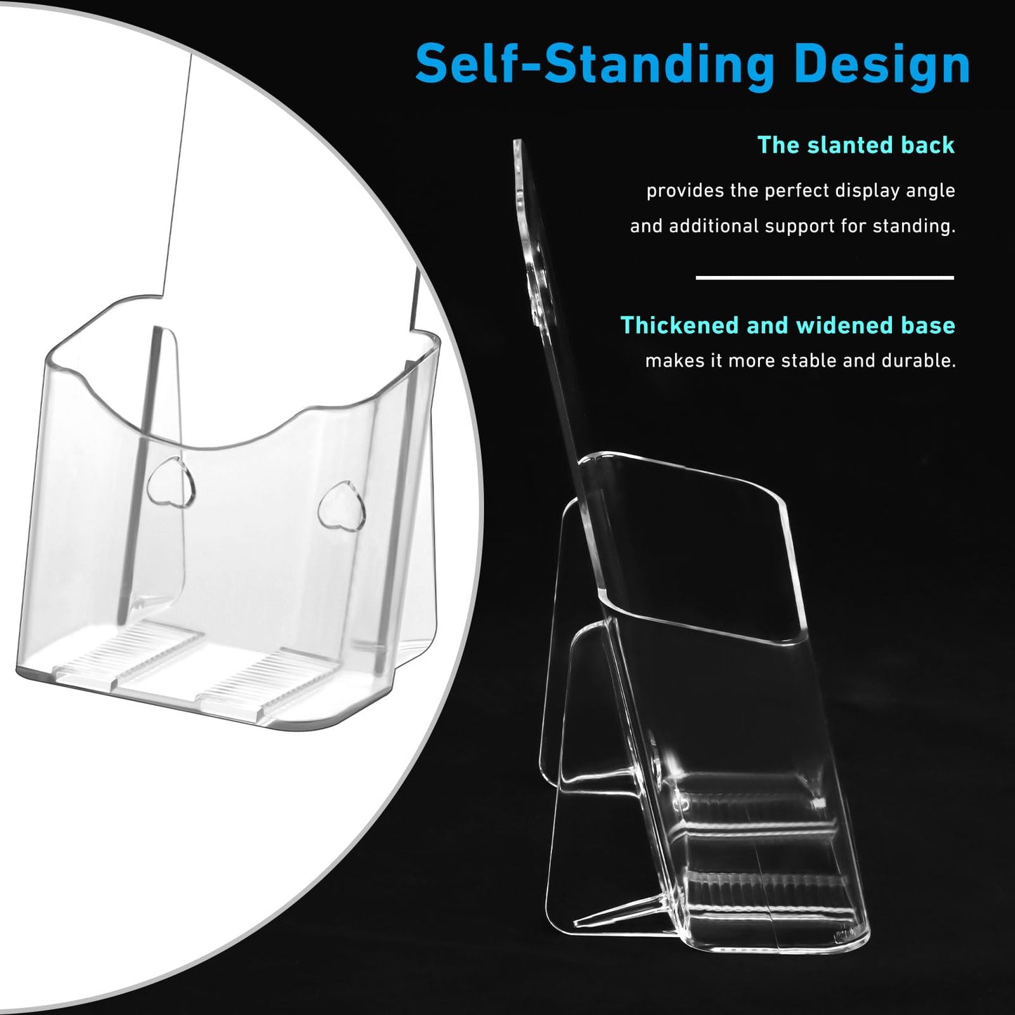 xydstay Acrylic Brochure Holder 4x9 Inches Slant Back Design, Clear Display Stand, Plastic Table Stand Sign, Pamphlet Flyer Display, 6 Pack