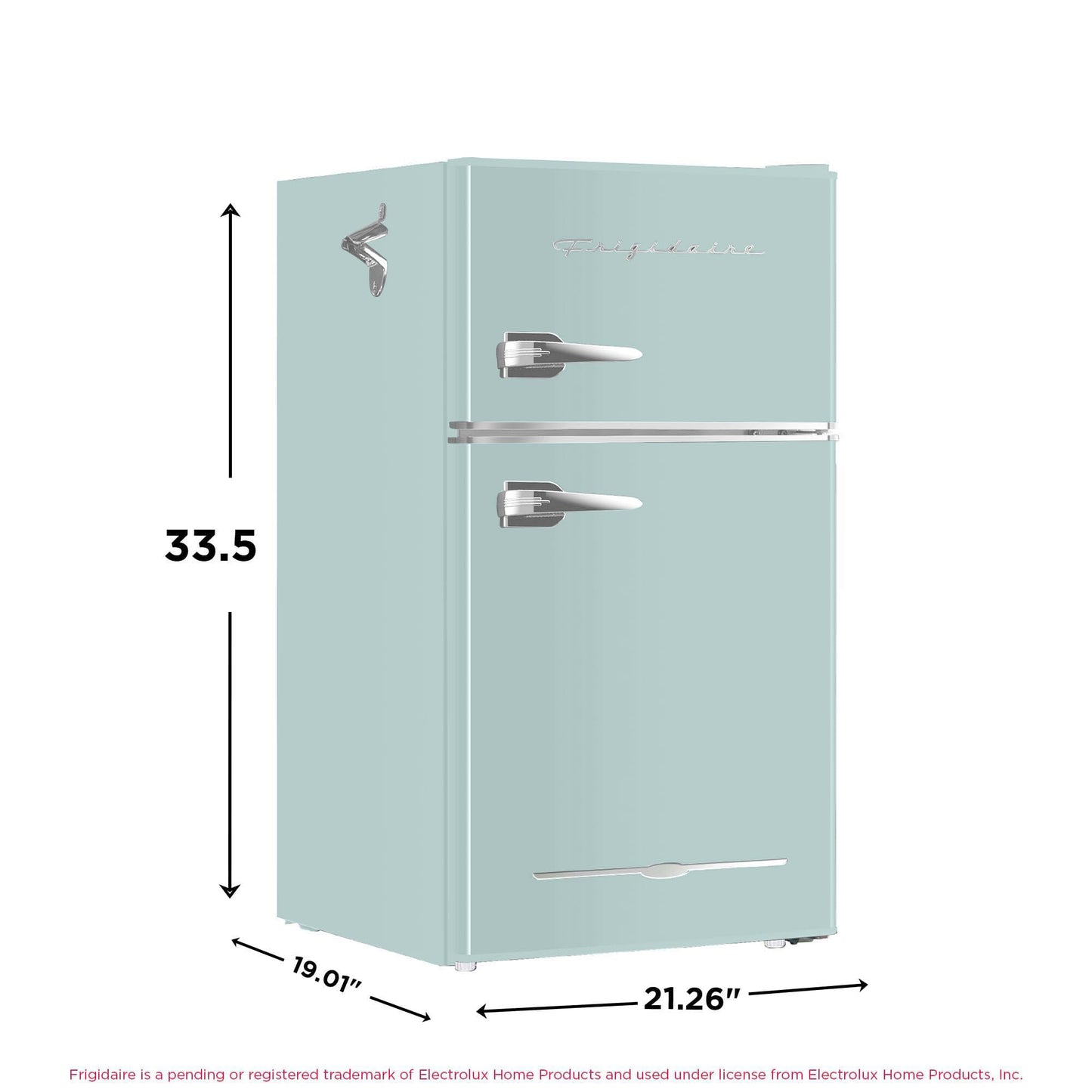 Frigidaire EFR840 Retro Mini Fridge with Freezer & Side Bottle Opener - Small 2 Door Refrigerator for Office Bar or College Dorm Room - 3.2 Cu Ft, Mint
