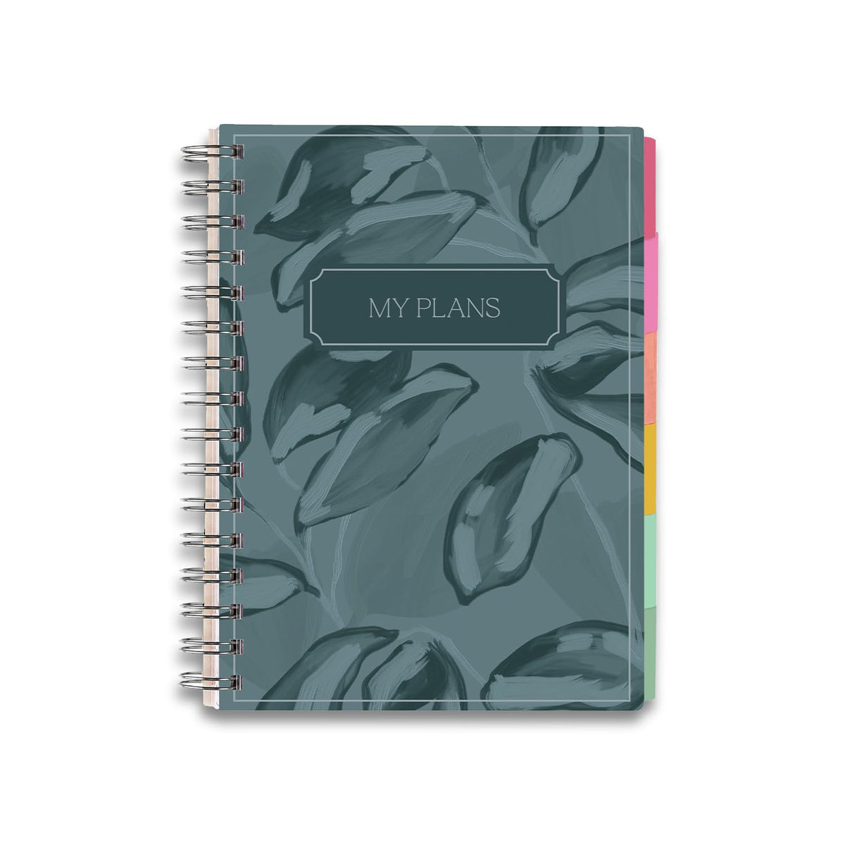 Inspired by Erin Condren A5 Undated Planner, Spiral Bound Daily & Weekly Planner with Monthly Tabs, Portable Organizer for Productivity, Goal Setting, Includes Sticker Sheets, Green Leaves Design