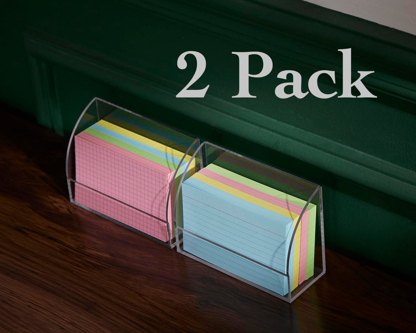 SEVENY 2 PACKS 3x5 Acrylic Index Card Holder Business Card Display Stand for Desk File Note Clear Postcard Stand Index Card Rack Acrylic Business Card Stand for Office Business Classroom (No Card)