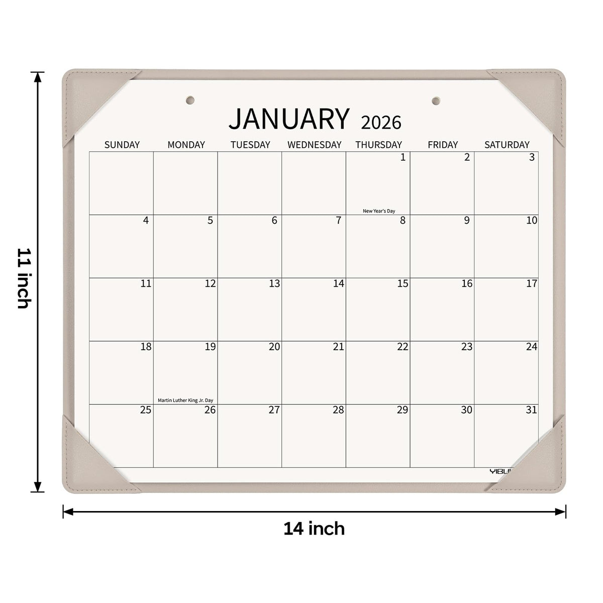 Yibukiu Desk Calendar 2026 with Desktop Mat, 18 Months Flat Desk Pad Calendar January 2026 to June 2027, Medium 14 x11 inch Monthly Wall Calendar for Home Office School (Apricot)