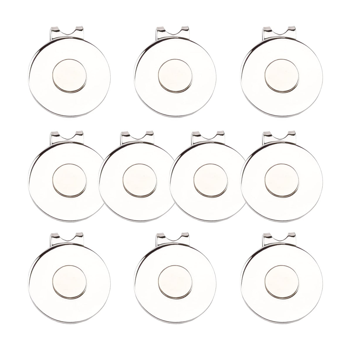 Eshan Magnetic Golf Hat Clips Ball Marker Holder for Golf Gloves Hats Bags Caps Visor Belt (Silver_10PCS)