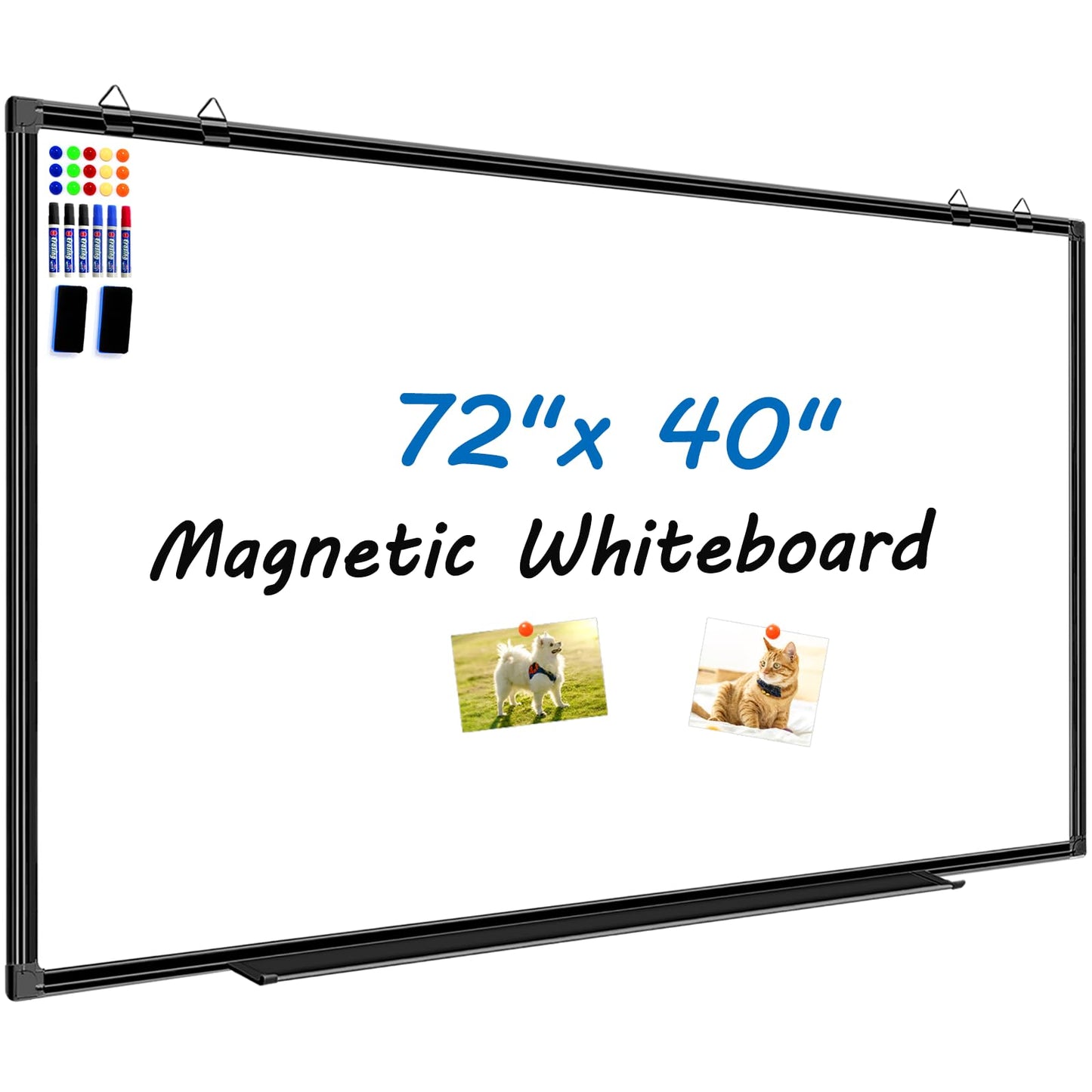 H-Qprobd Large White Board Dry Erase Board for Wall 72"X40" Magnetic Whiteboard with Long Pen Tray, Presentation Dry Erase Boards for Office, Classroom, School, Home