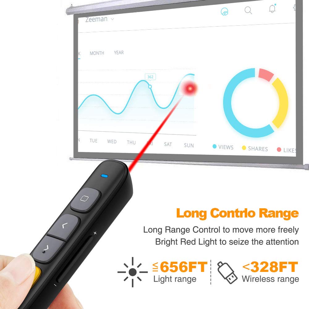 Presentation Clicker, Clicker for PowerPoint Presentations, PowerPoint Clicker with Pointer for Presentations, Pointer Clicker Presentation Remote (Black)