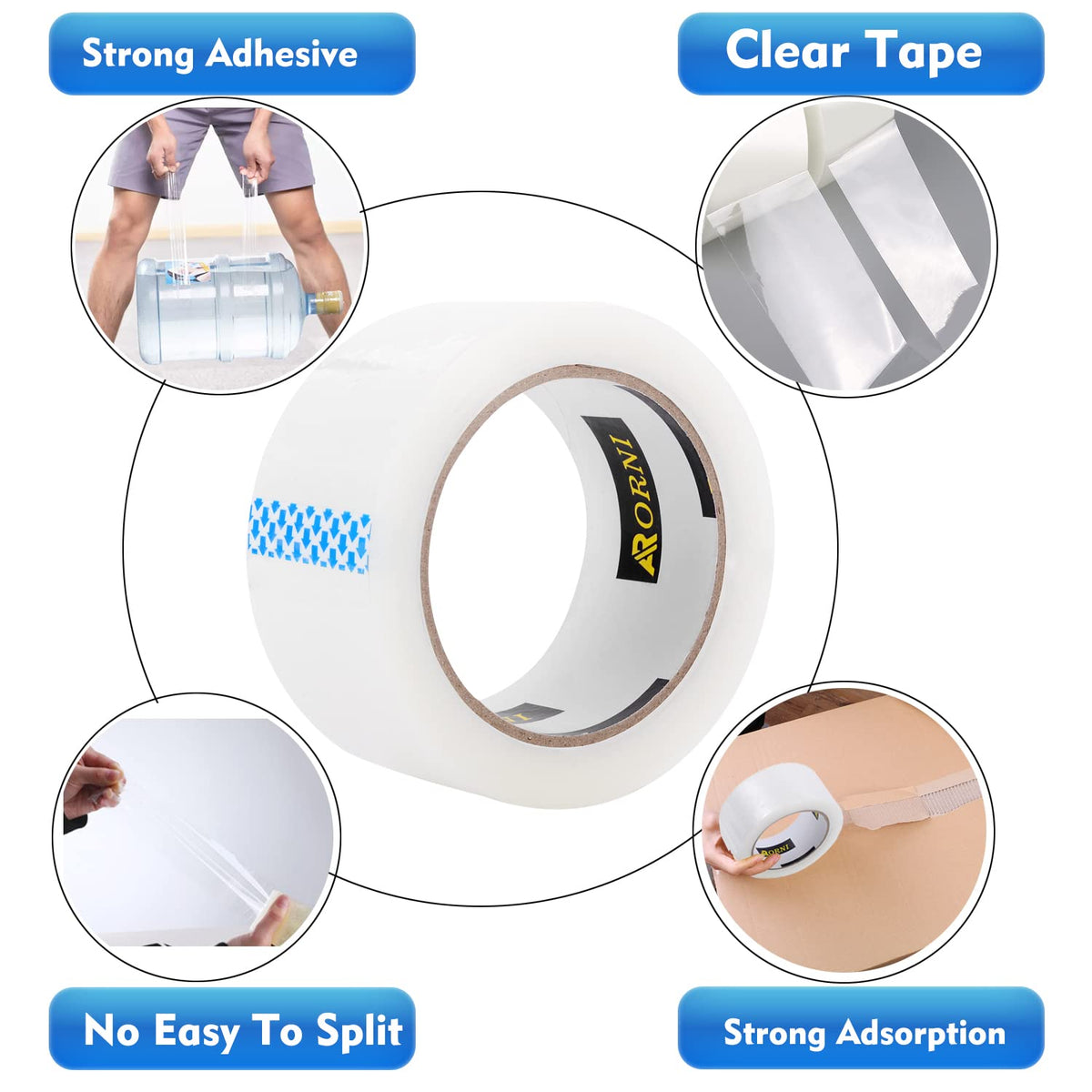 APORNI Clear Packing Tape Heavy Duty Refill Rolls Sealing Great for Packing Box Shipping and Moving Supplies Packaging 12 Rolls 1.88" x 65 Yards 3" Core 2.7 Mil Thick Adhesive