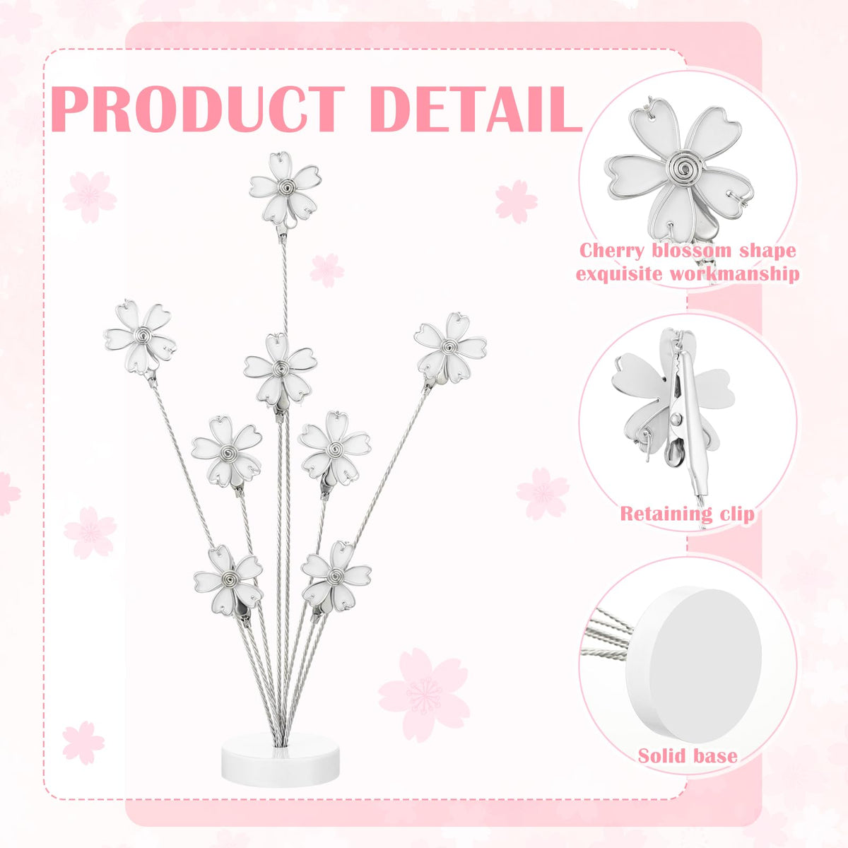 Tandefio Gift Card Tree Holder Clip, 8 Branch Multiple Money Family Photo Tree Christmas Card Holder with Clips Picture Frame Stand for Memo Note Wedding Photo Display Office Desk Decor(White)