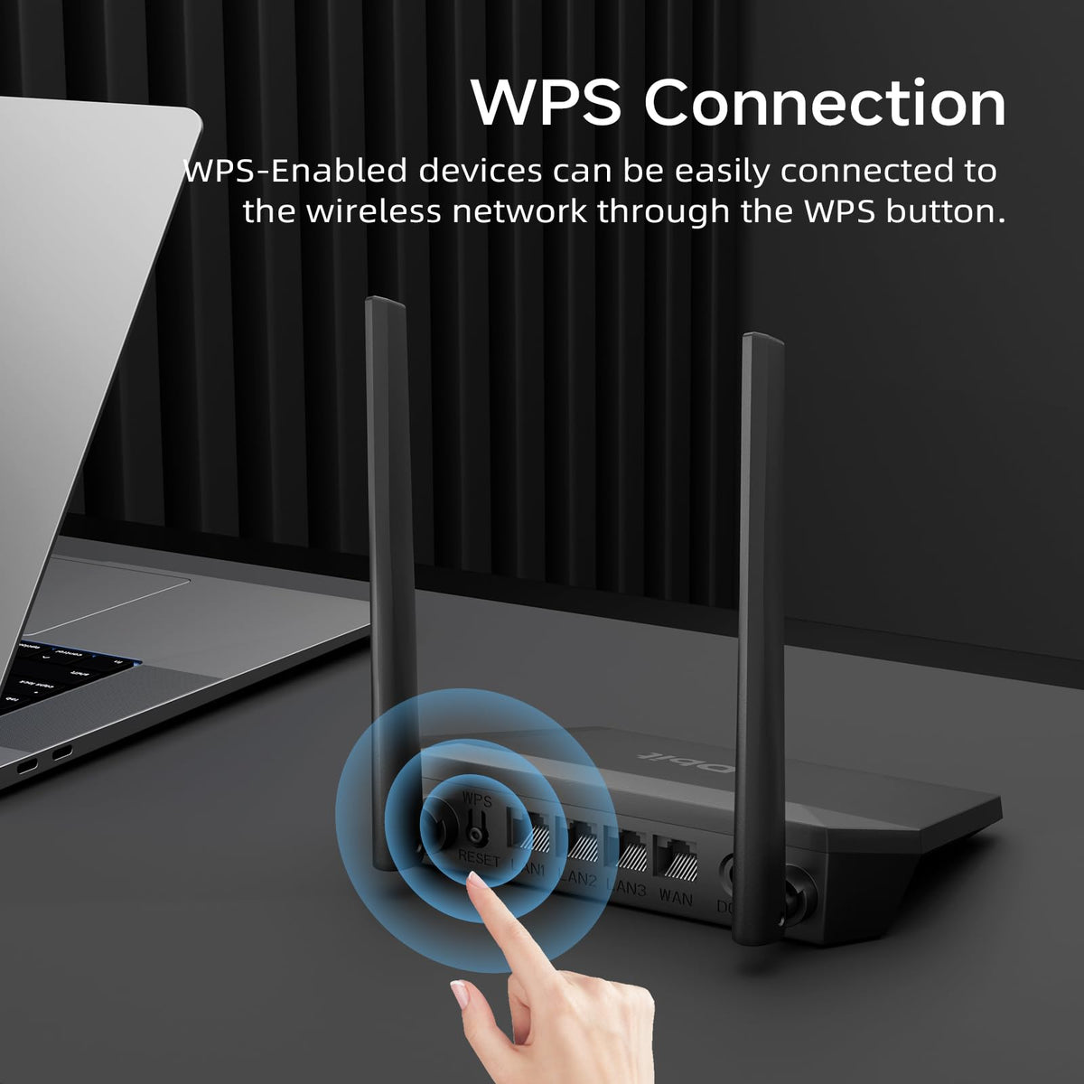DBIT N300 2.4GHz WiFi Router with WISP Wireless Repeater Mode Internet Router for Security Cameras, IoT Smart Home Devices - Guest Network, Internet Access Control, WPA2, WPS, Easy Setup (T1 Pro)