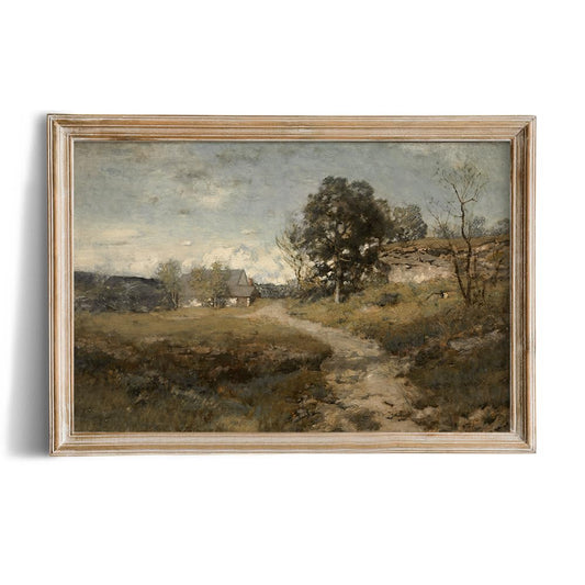 Rustic Farmhouse Wall Art Decor - 24x36 Large Unframed Rolled Canvas - Landscape Forest Pictures Bedroom - Rustic Vintage Decor Bedroom - Antique French Poster - Neutral Country Abstract Oil Painting