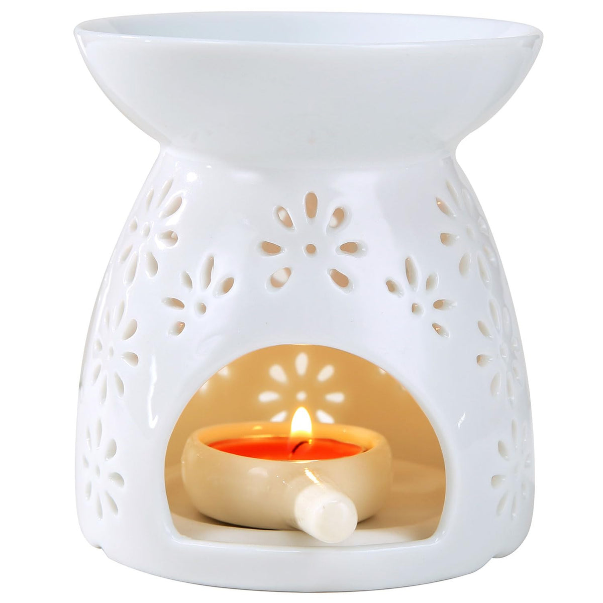 Auxmeware - Ceramic Tea Light Candle Holder, Essential Oil Burner Wax Melt Burner, Incense Aroma Diffuser, Home Decor