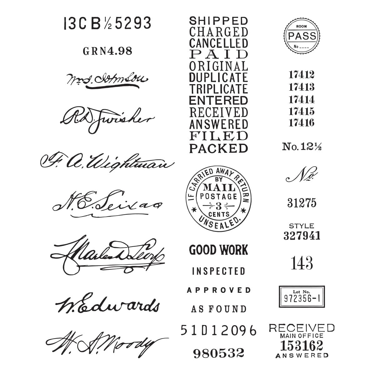 Spellbinders STP-167 Sign Here Clear Stamp Set from The Flea Market Finds Collection by Cathe Holden