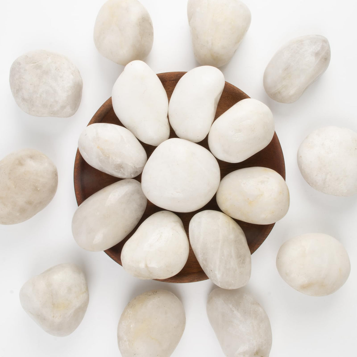 River Rocks - Natural Polished White Pebbles, 2-3 inches, 10 lbs - Ideal for Patio Landscaping, Rock Gardens, Succulent Arrangements, and Pathway Edging (White, Weight: 10 LB)