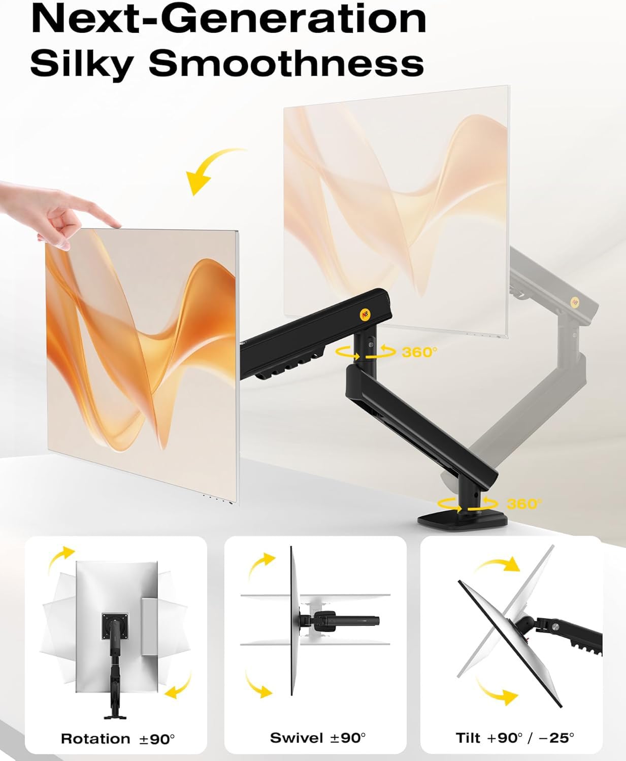 NB Single Computer Monitor Mount, Monitor Stand fits up to 32 Inch, Mechanical Spring Monitor Arm, VESA 75/100 mm, Model-A5(Black)