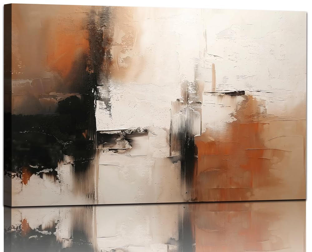 Black and White Canvas Wall Art Decor for Living Room Abstract Wall Art Pictures for Bedroom Brown Artwork Painting Large Modern Canvas Print for Home Office Decorations, Ready to Hang