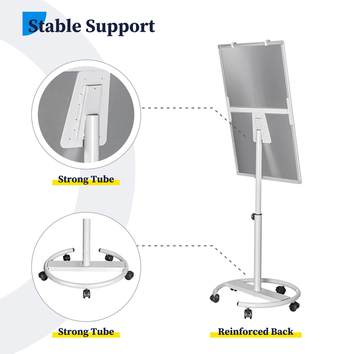 Mobile Whiteboard – 36 x 24 inches Portable Magnetic Dry Erase Board, 3' x 2' Stand Easel White Board Dry Erase Easel Standing Board with Flipchart Hooks