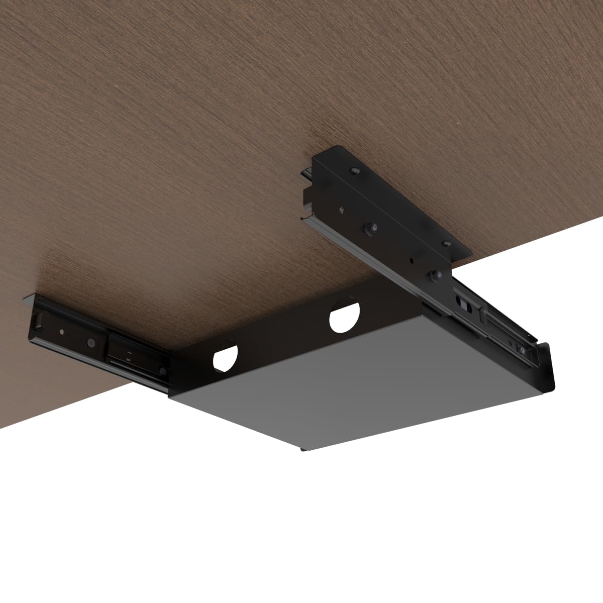 QiaoYoubang 13 Inch Wide Under Desk Sliding Drawer- Pull Out Storage Organizer with Handle at office or home for Sit Standing Workstation, Black
