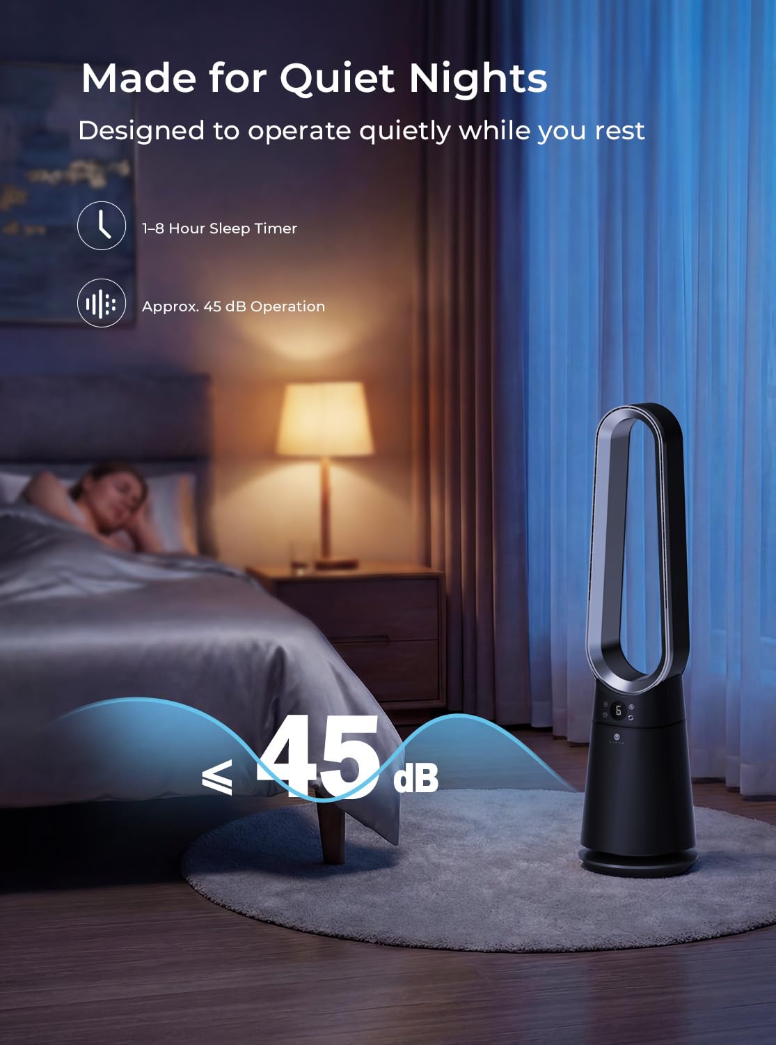 ULTTY Bladeless Fan for Bedroom, 20 Speeds & 3 Modes, Standing Fan with Remote, 8H Timer, 38" Quiet Tower Fan, 120° Oscillation, Powerful 25ft/s Airflow Cooling Fan for Home Office, CR062 Black