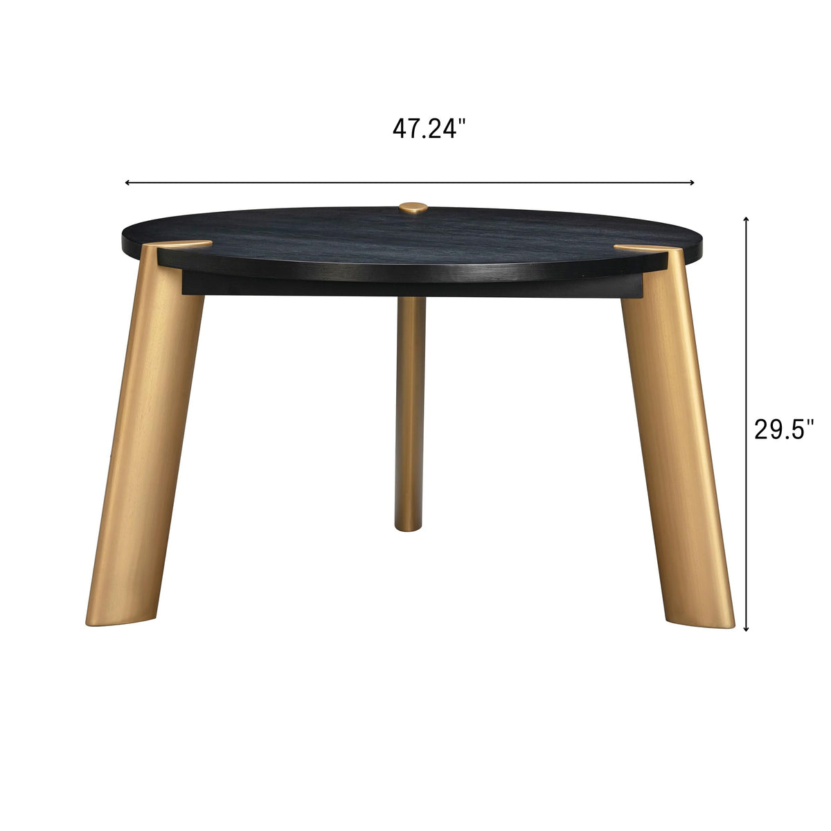 NTC Tribase 47 Inch Modern Design, Round Dinner Table for Dining Room, Living Room Furniture, Effortless Assembly, Burnt Black