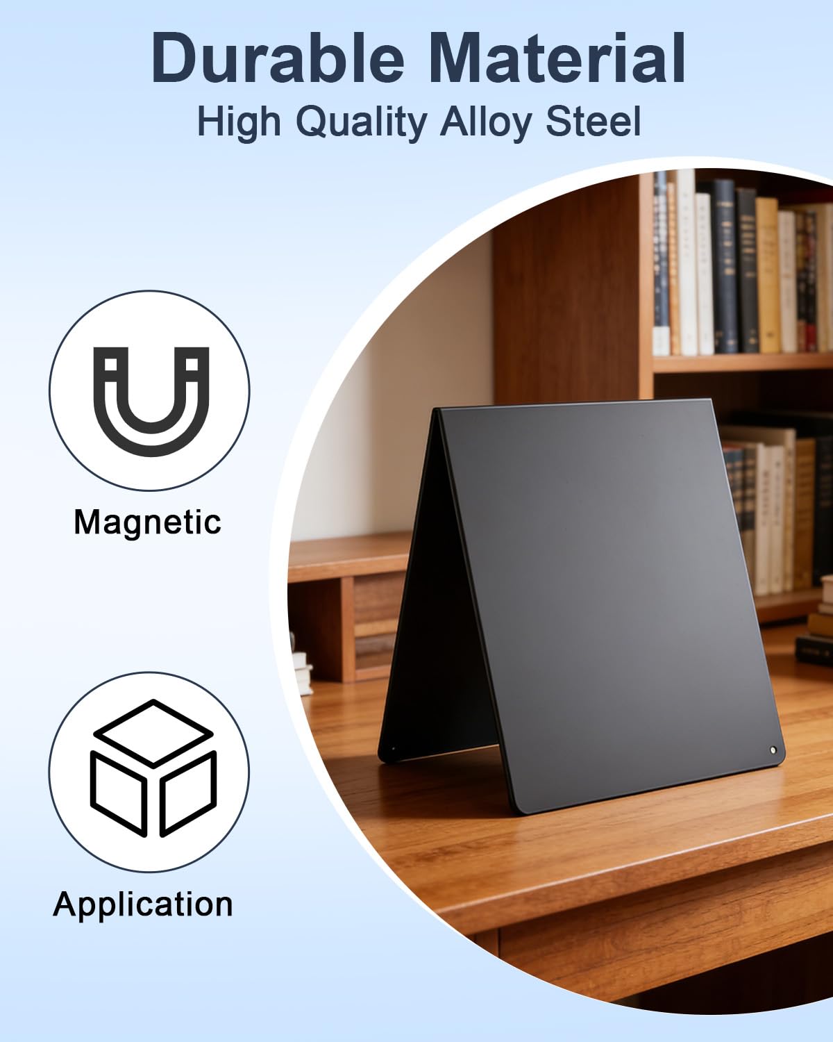 UCEC Metal Magnet Board, Magnetic Bulletin Board, Magnetic Display Board with Stand, Double-Sided V-Shaped Memo Board Easel for Magnet, 11.8"x10" Black Desktop Tabletop Display for Home Office Kitchen