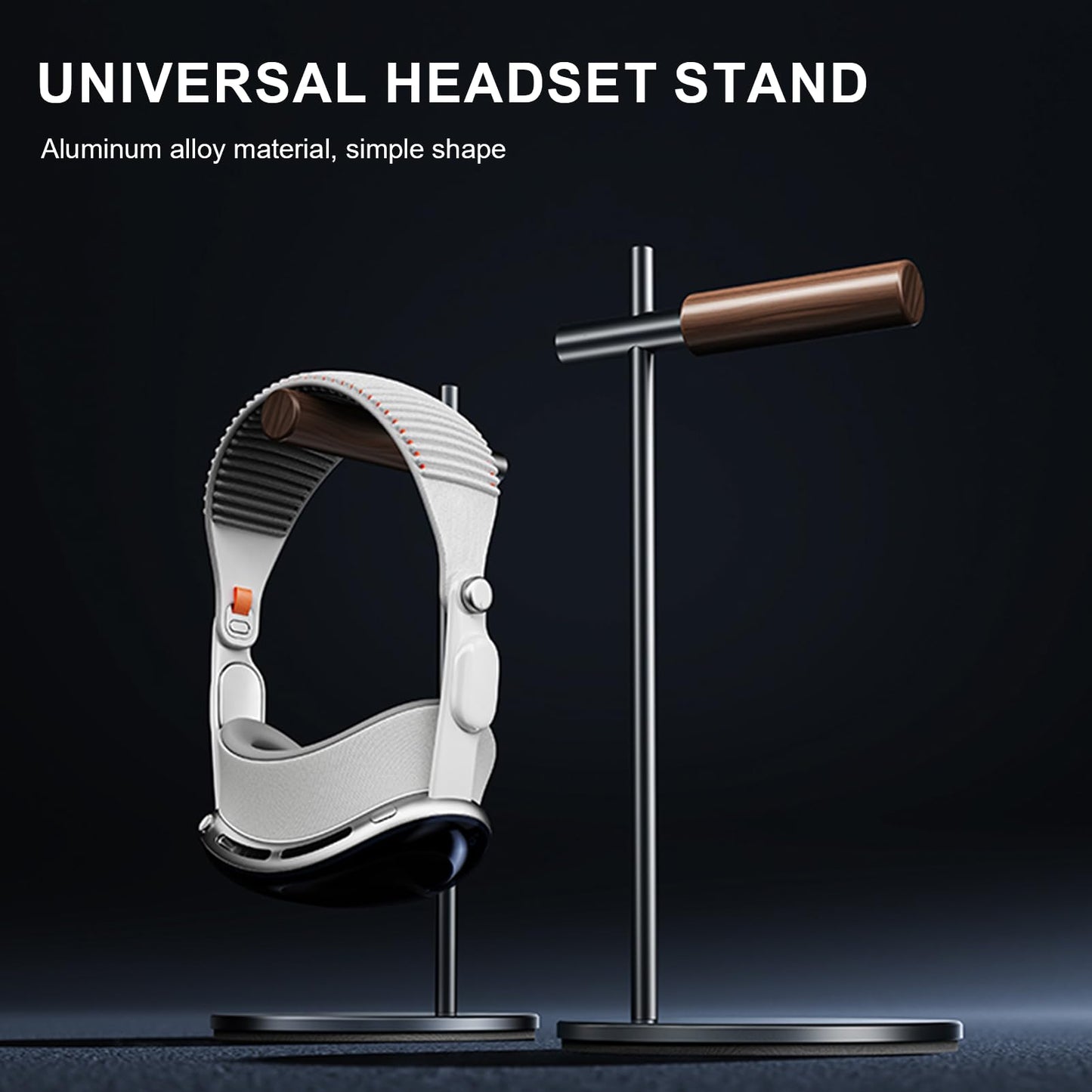 QzheMuw Oak Headphone Stand, Wood Headset Stand for Desk, Universal Holder for Airpods max, Bose, Beats, Gaming, Apple Vision Pro, VR Display Stand (Gray)