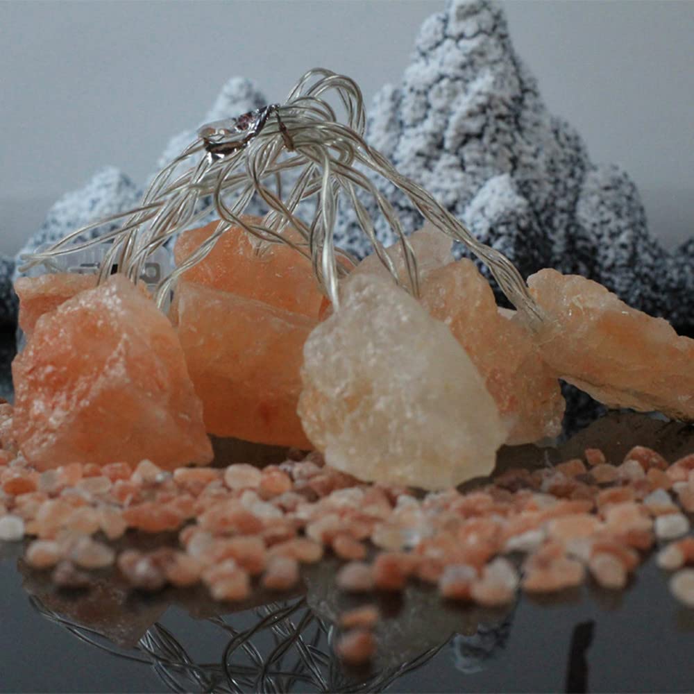 Fantasee Himalayan Salt String Light, Natural Hand Carved Salt Crystal Light Release Negative Ions for Bedroom, Living Room, Office, Home Deco, Yoga, Night Light, Gift (6.6ft 10led)