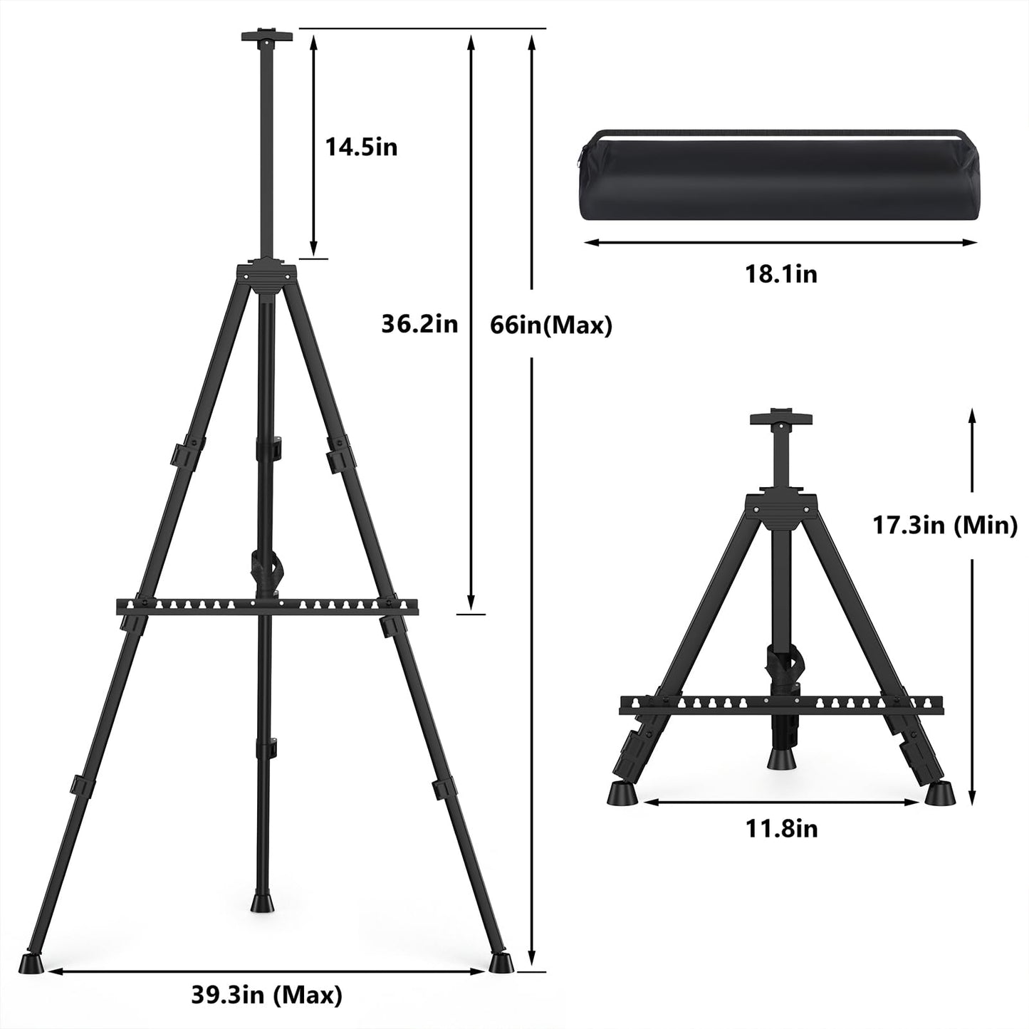 Easel Stand for Sign, Hemndic 66" Easels Stand for Painting Heavy Duty, Portable Travel Easel for Display (2 Pack)