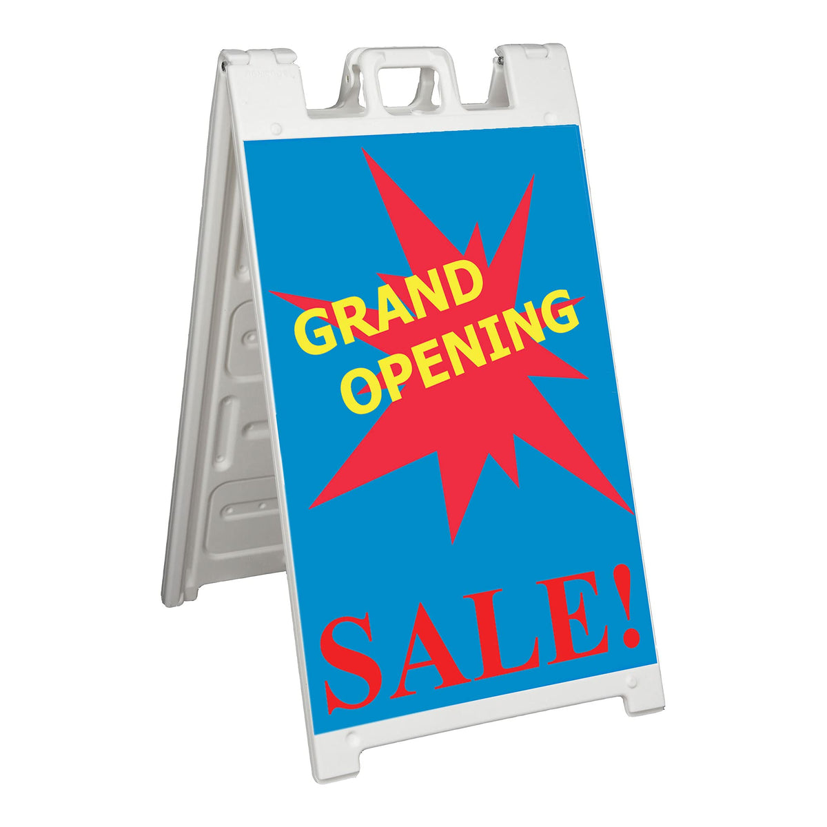Plasticade Signicade Deluxe A Frame Sidewalk Curb Sign Portable Folding Double Sided Display with Quick Change System for Store Signs, White